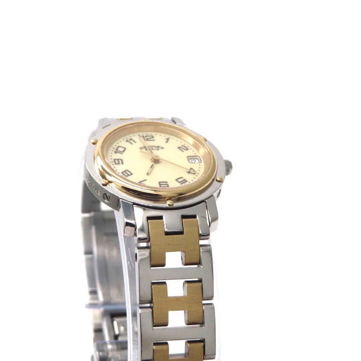 [B1P] HERMES Clipper CL4.220 Ivory Dial Ladies Combo Watch [v7y]
