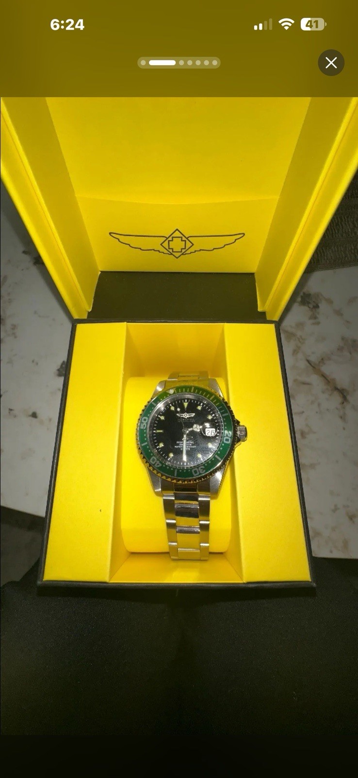 Invicta Pro Diver Men’s Quartz Watch 40mm Black Dial Green Bezel w/ Box