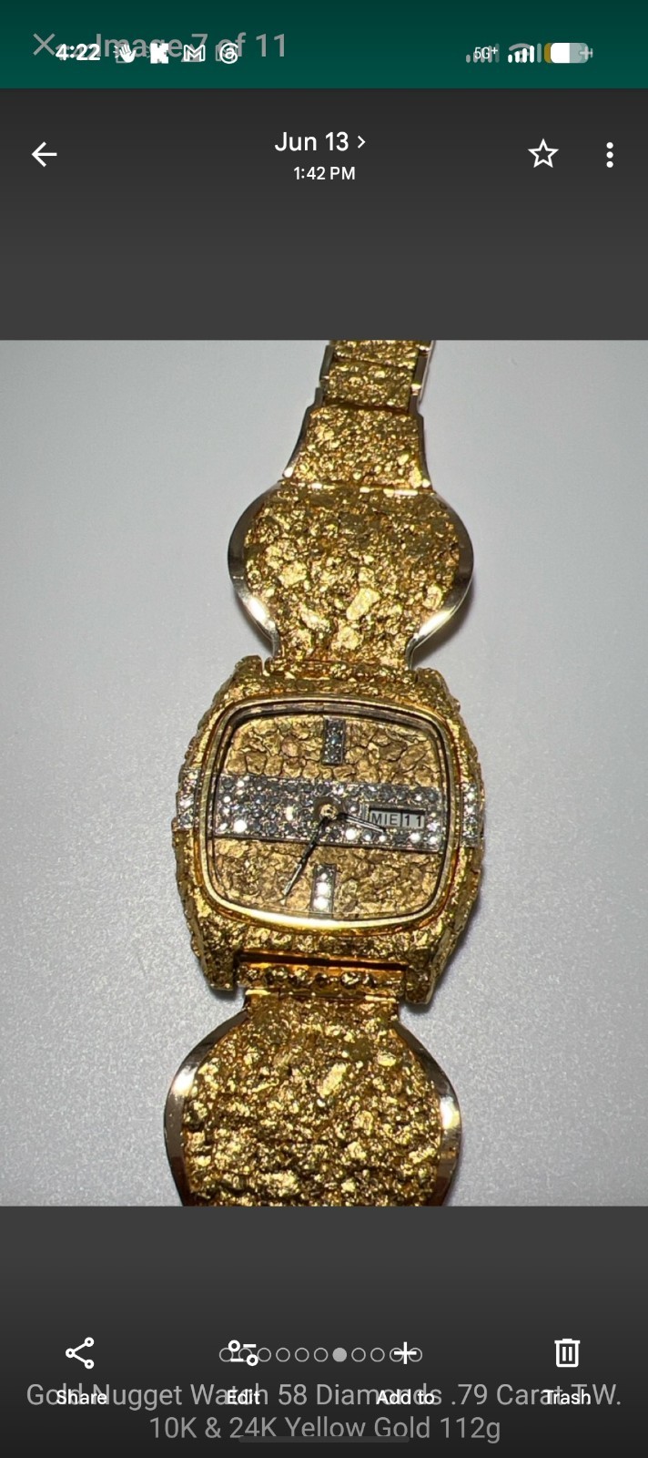 JAGI Approved Vintage 24kt Gold Nugget Seico Watch