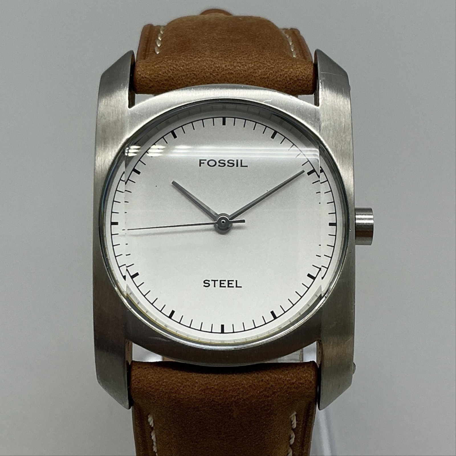 Fossil Arkitekt FS-2782 Men Watch 30mm Brown Leather Stainless Steel New Battery