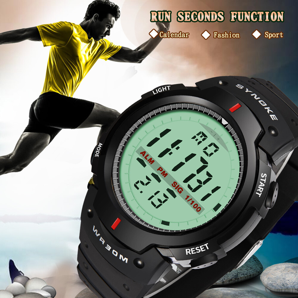 Men Digital Sport Watch LED Display Waterproof Alarm Multifunction Wristwatches