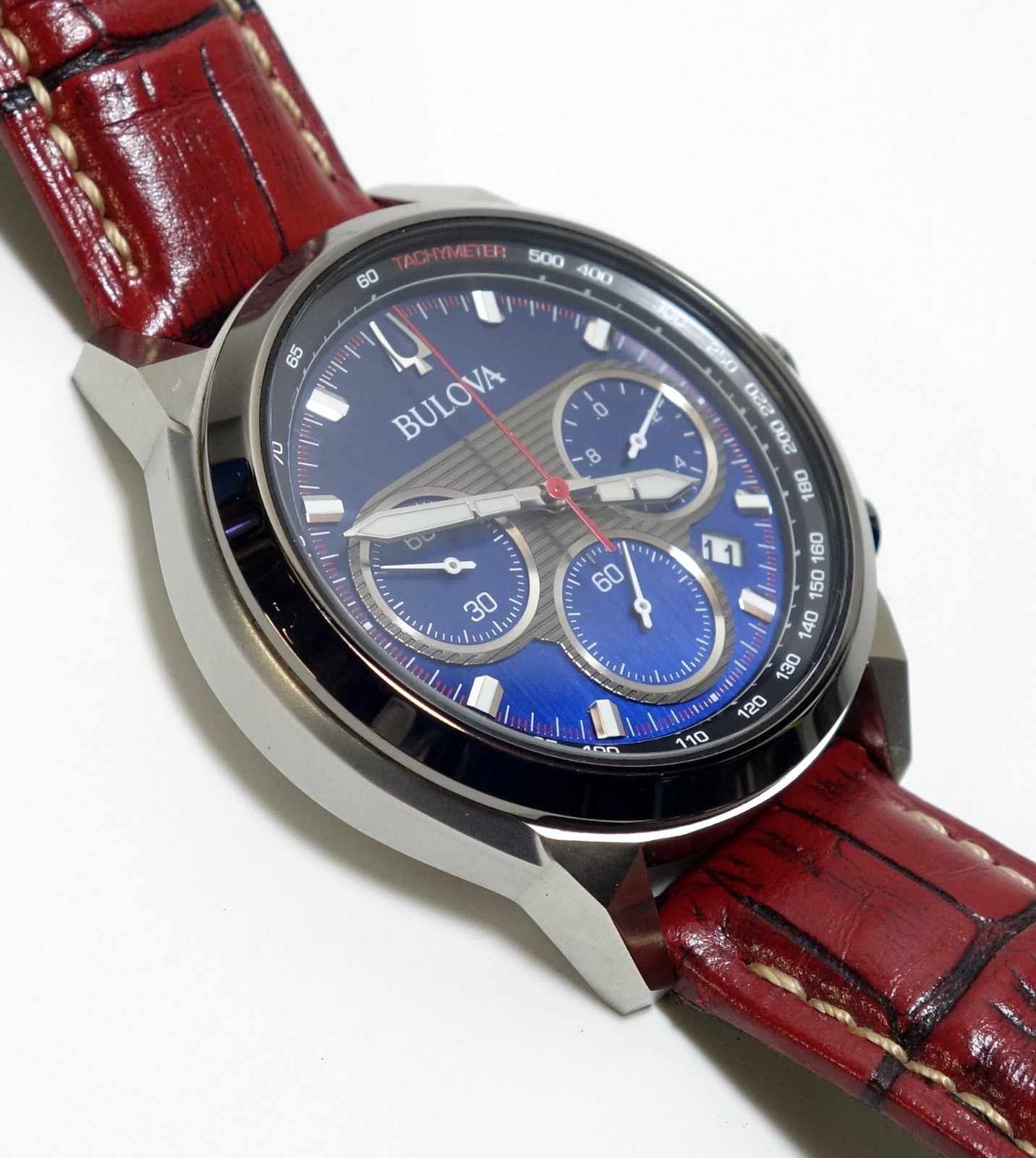 Bulova Men’s Marine Star Chronograph Blue Dial 45mm SS Calendar Wristwatch