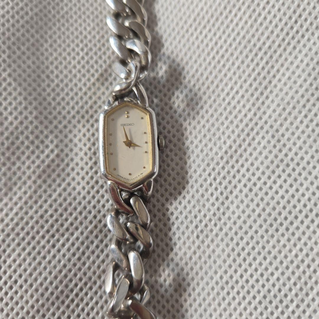 Junk Seiko Ladies Watch Silver Chain Bracelet White Dial 13.2mm Vintage