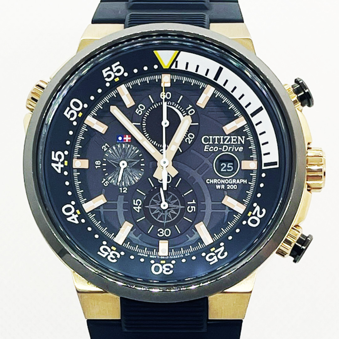 CITIZEN Eco-Drive Chronograph CA0448-08E 46mm 20ATM Solar Watch Black