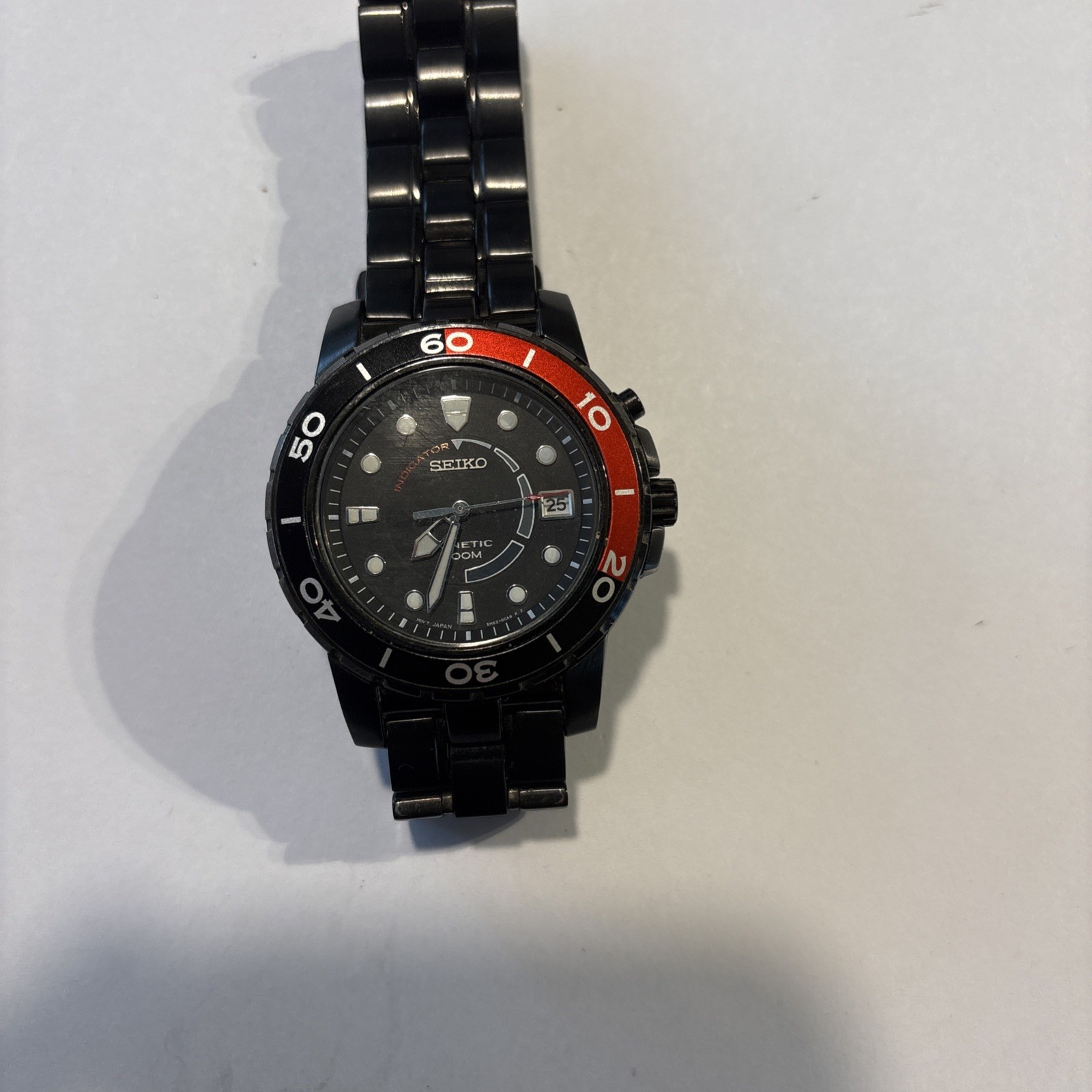Seiko Kinetic Black Ion Black Dial 100m Date Men’s Wristwatch