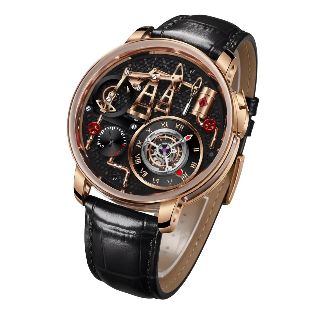 PINDU PD6673 Men’s Oil Pump Dial Quartz Watch Skeleton