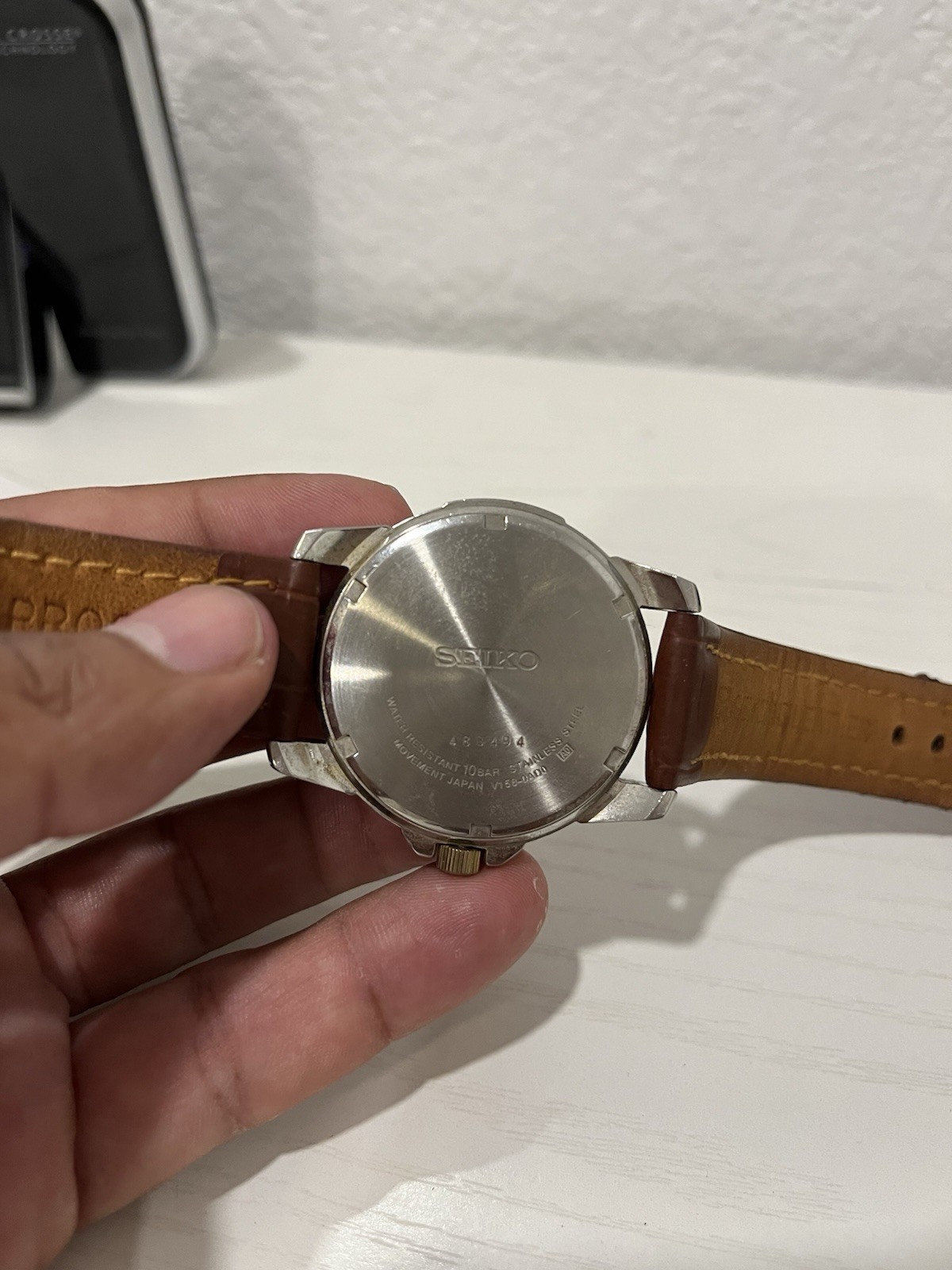 Seiko Solar Men’s Quartz Day/Date 100m Blue Dial Brown Leather Strap Watch