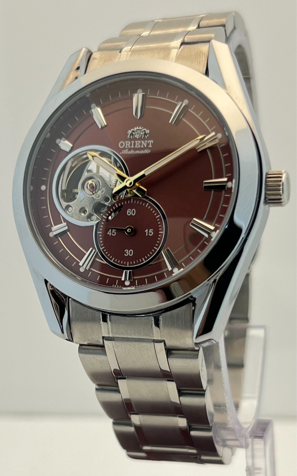 Luxurious Men’s Orient Contemporary Open Heart Automatic Brown Dial Wristwatch