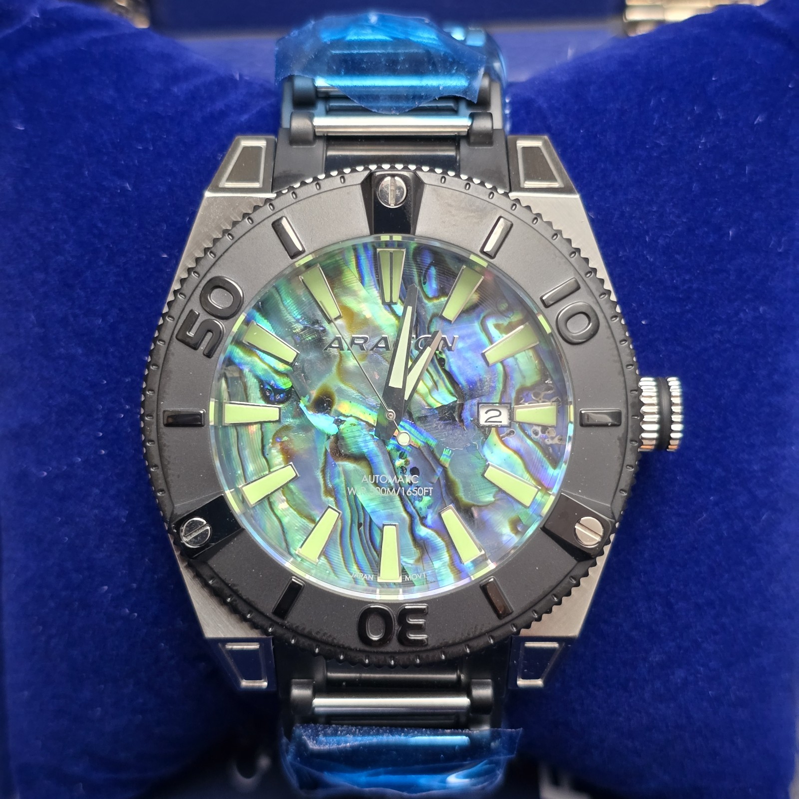 Aragon Silverjet 50 Automatic Abalone Dial A233BLK Men’s Watch