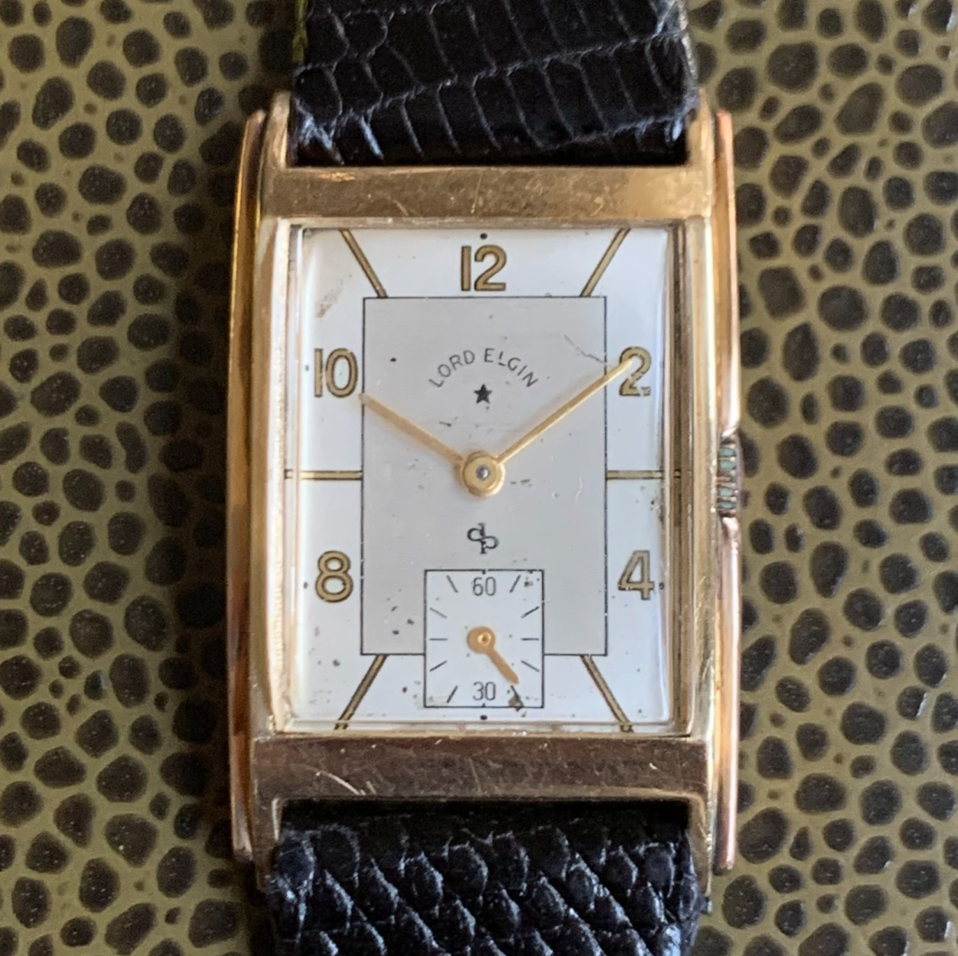 1946 Lord Elgin Grade 559 Two Tone Rose & Yellow Gold Filled Art Deco Wristwatch