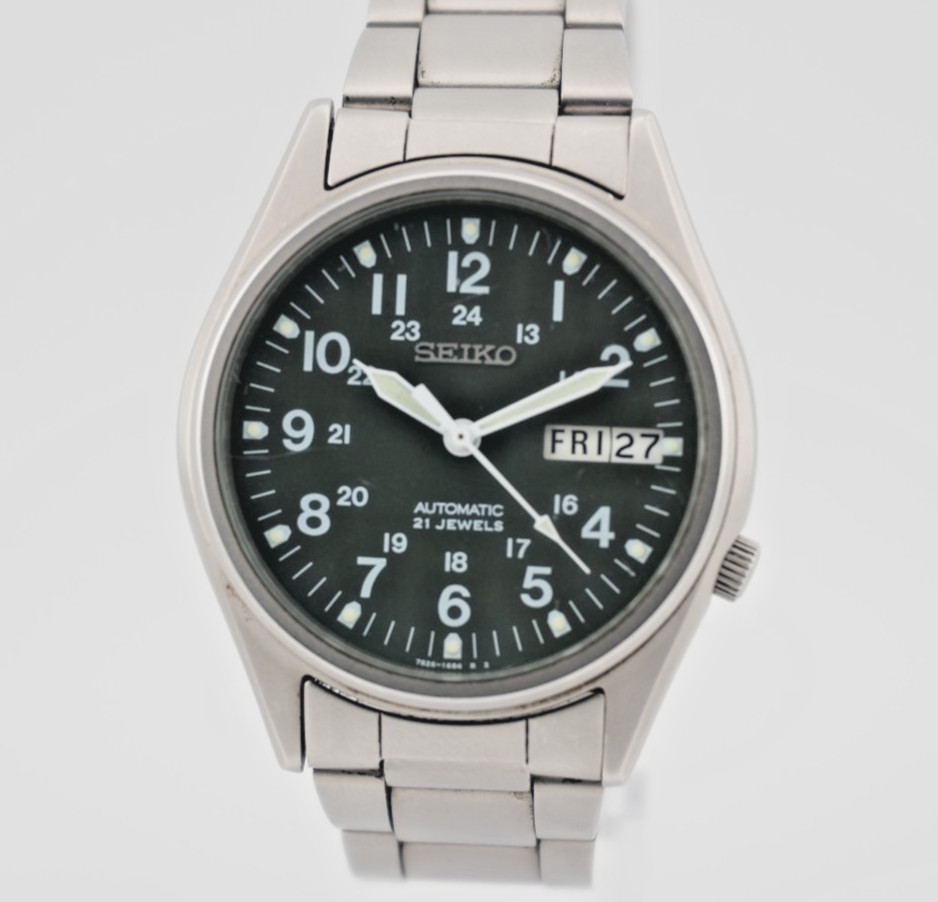SEIKO Military 7S26-3060 Automatic 21J Khaki Green Dial Men’s Field Watch JAPAN