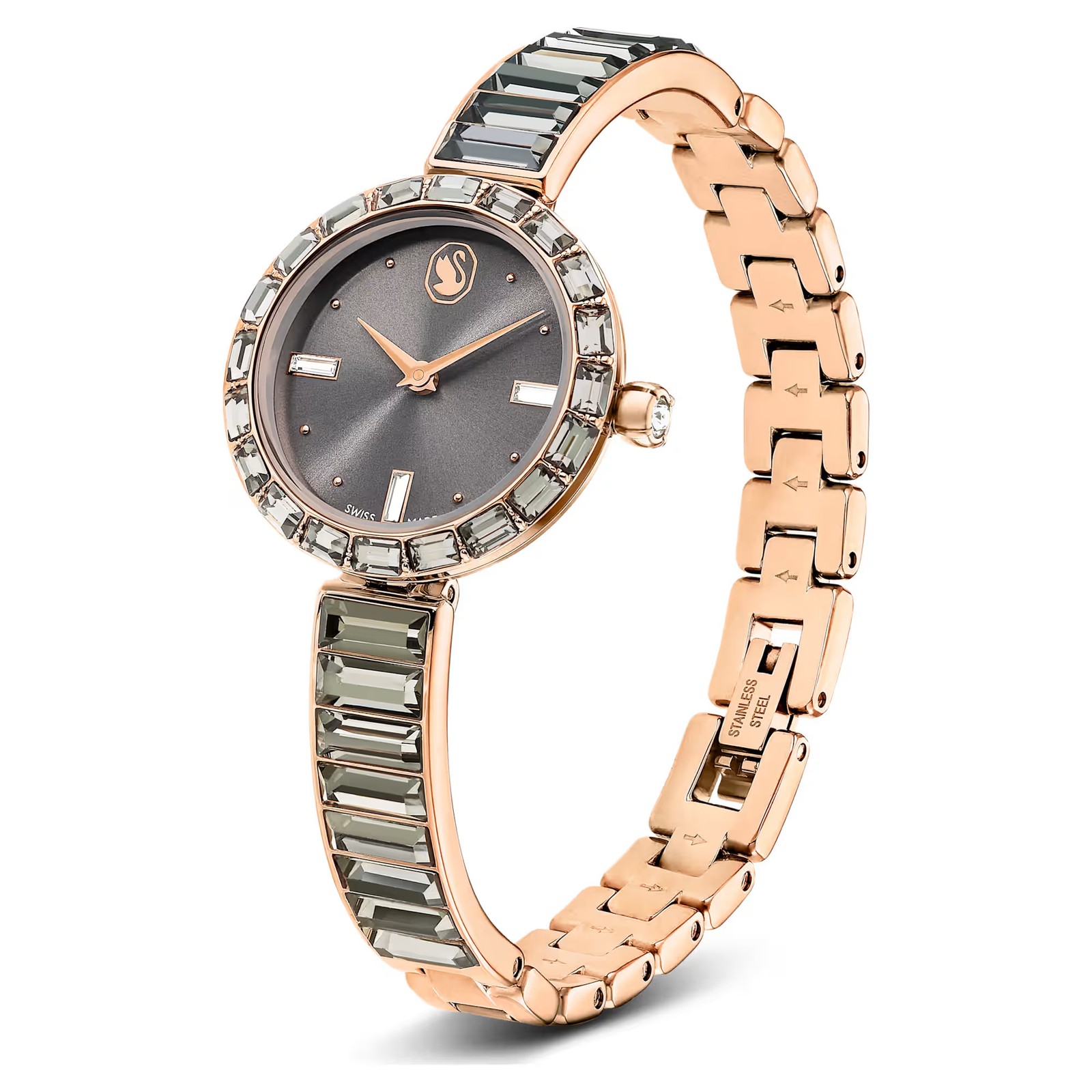 Swarovski Matrix Bangle Watch, Crystal Bracelet, Gray, Rose Gold-Tone 5679887