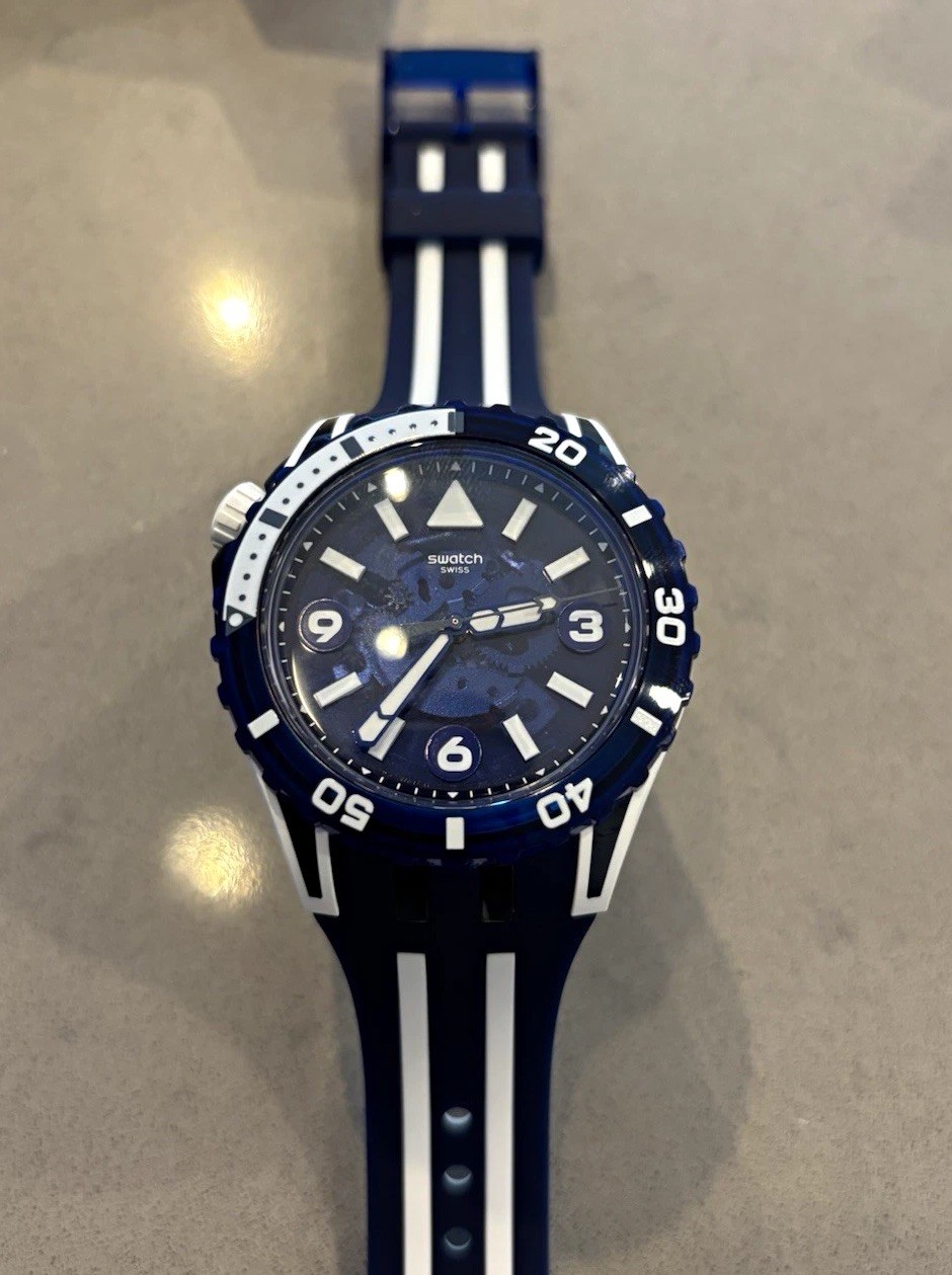 Swatch Scubaqua Quartz Watch Blue/White Silicone