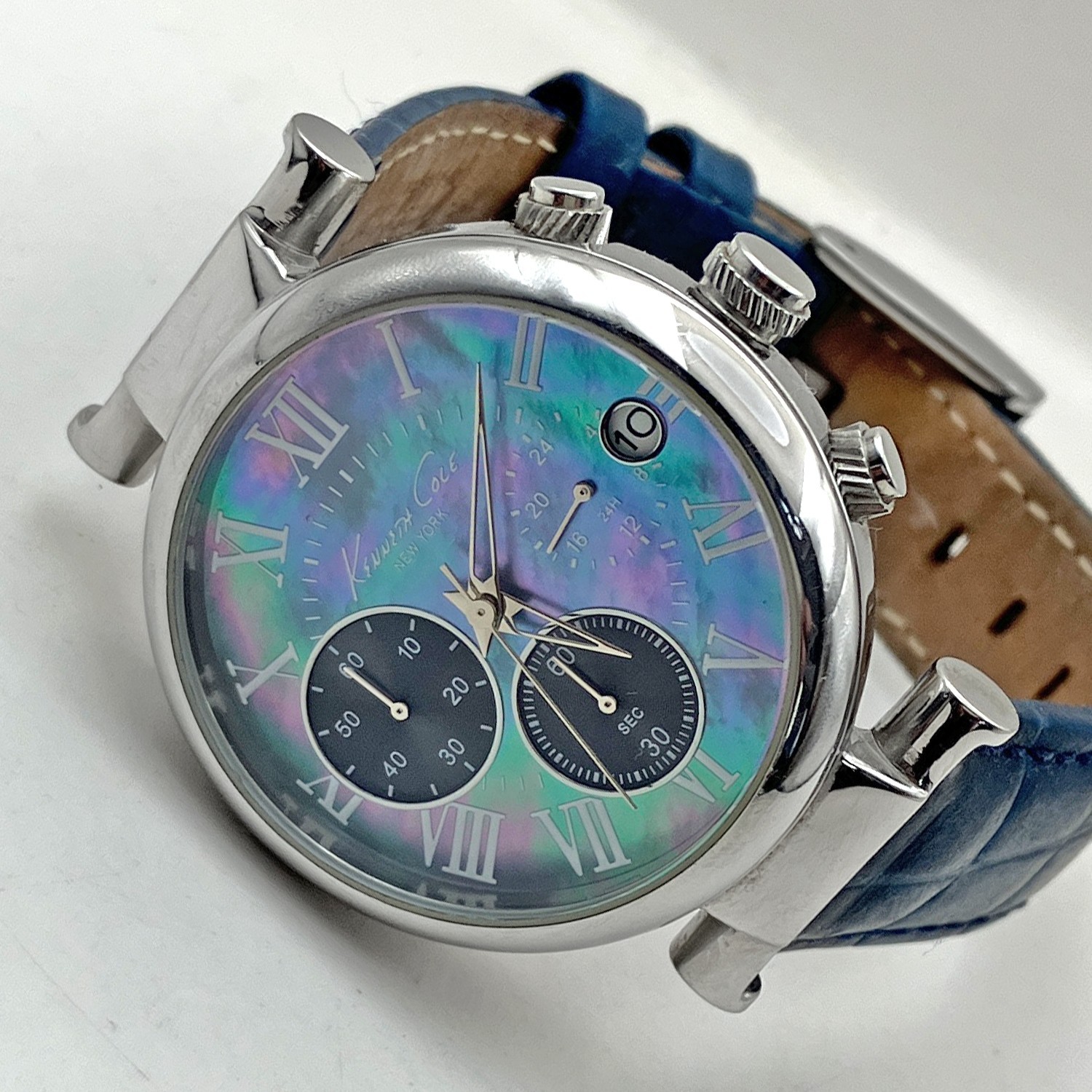 Kenneth Cole New York Chronograph Date Watch All Stainless Steel 36mm Womens