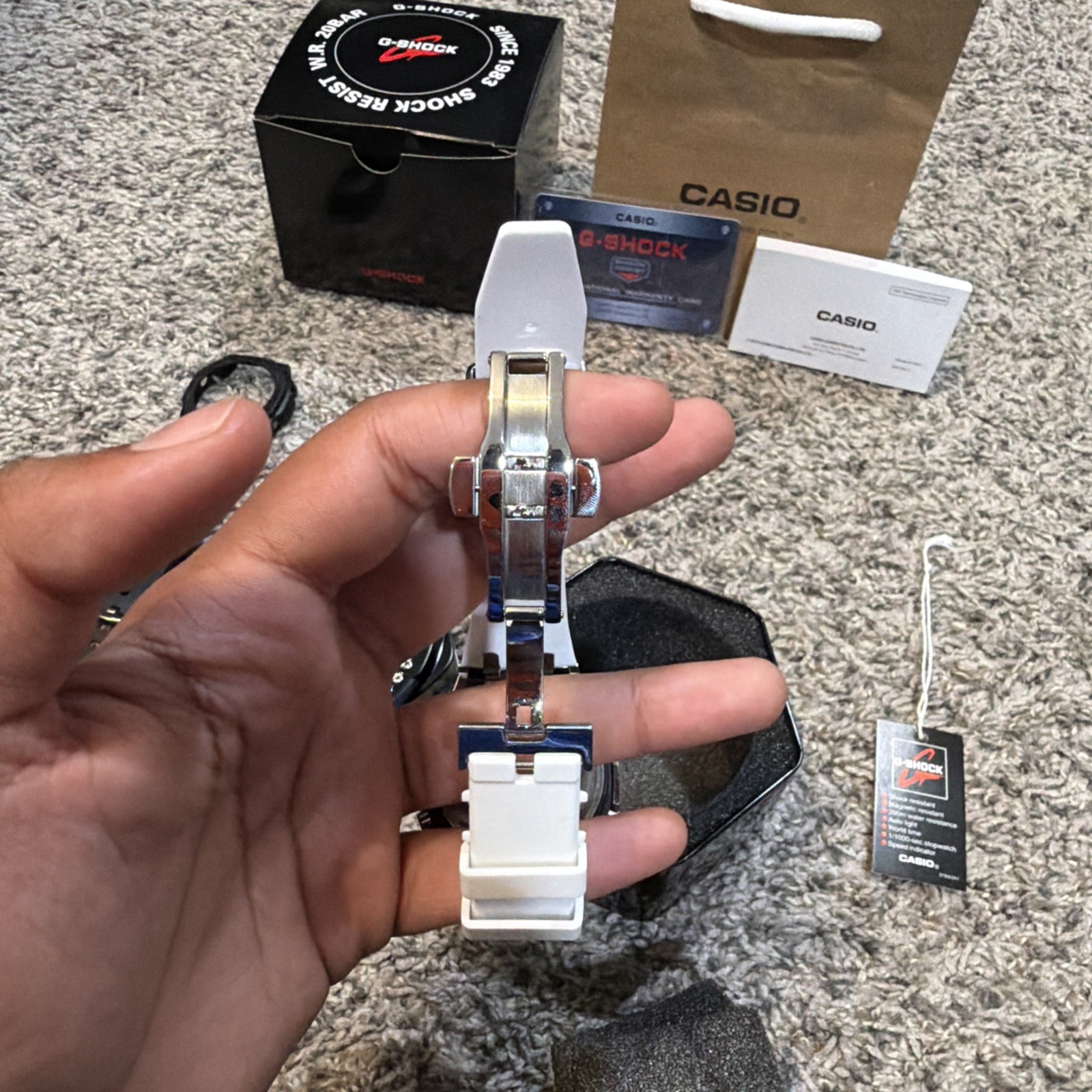 Casio G-Shock GA-2100 Custom Casioak Black And Grey With White Band. With Band