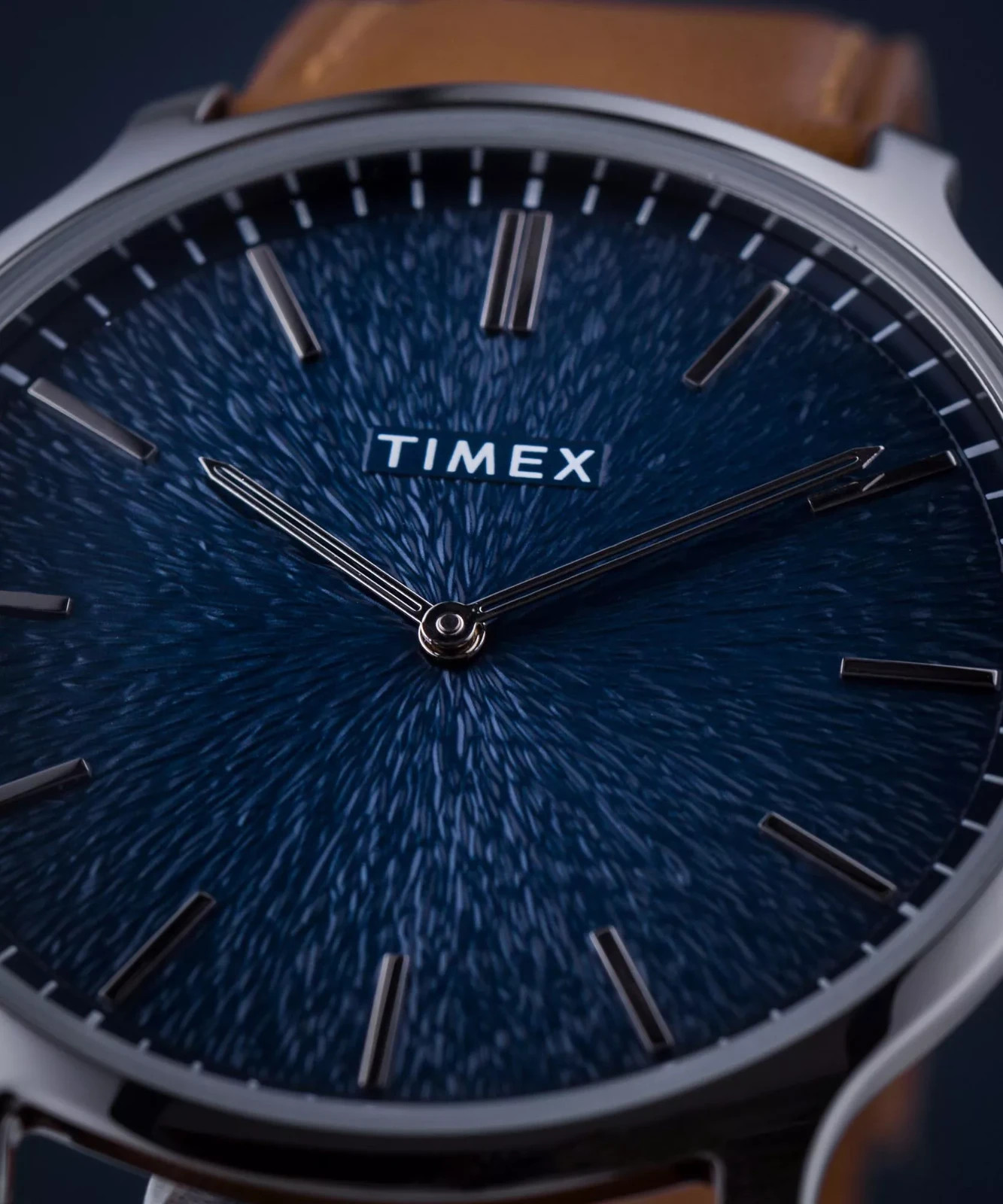 Timex Gallery Men’s Blue Dial Brown Leather Deployment Clasp Watch TW2V43400VQ