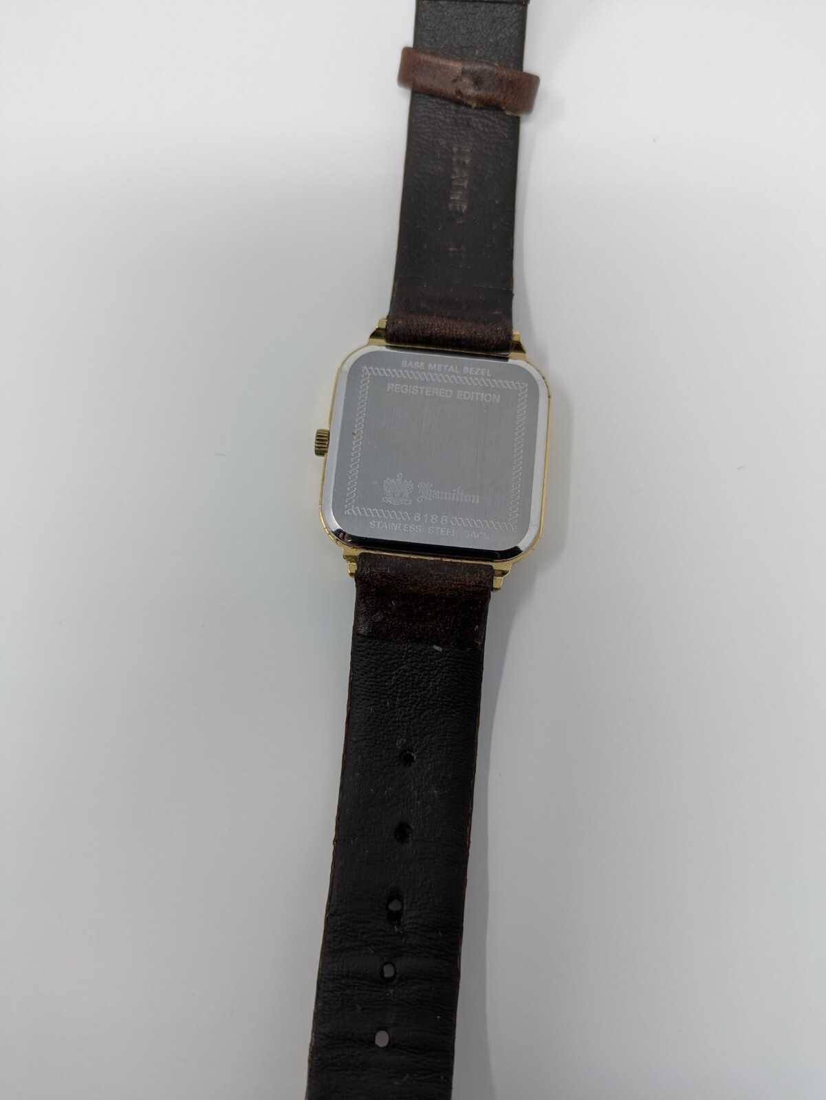 Vintage 28mm Hamilton 6188 Square Stepped Bezel Men’s Quartz Wristwatch