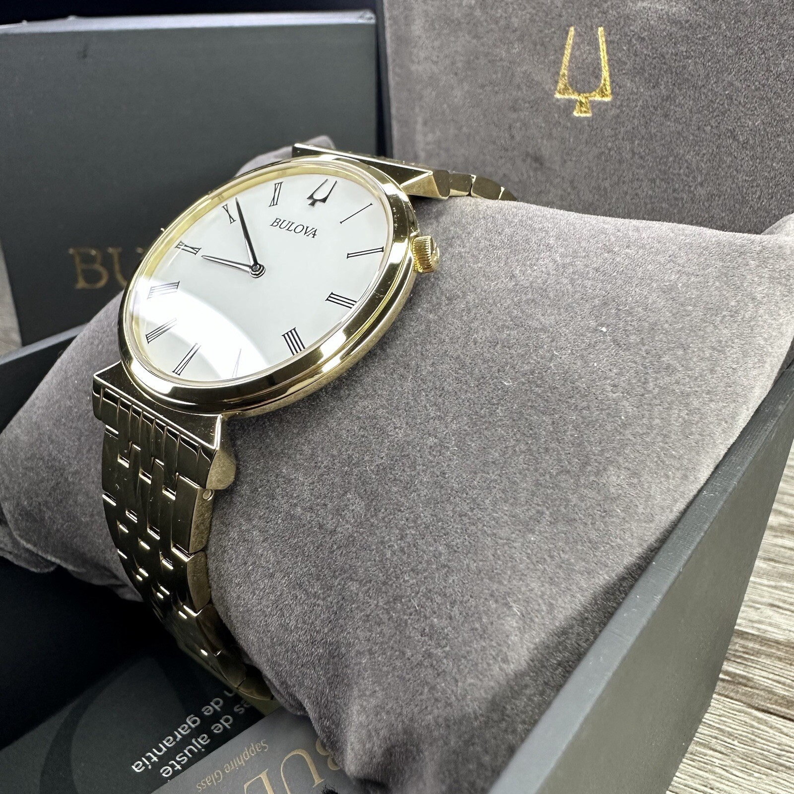 NEW✅SLIM✅ Bulova Regatta Gold Stainless Steel Roman Numerals Men’s Watch 97A153