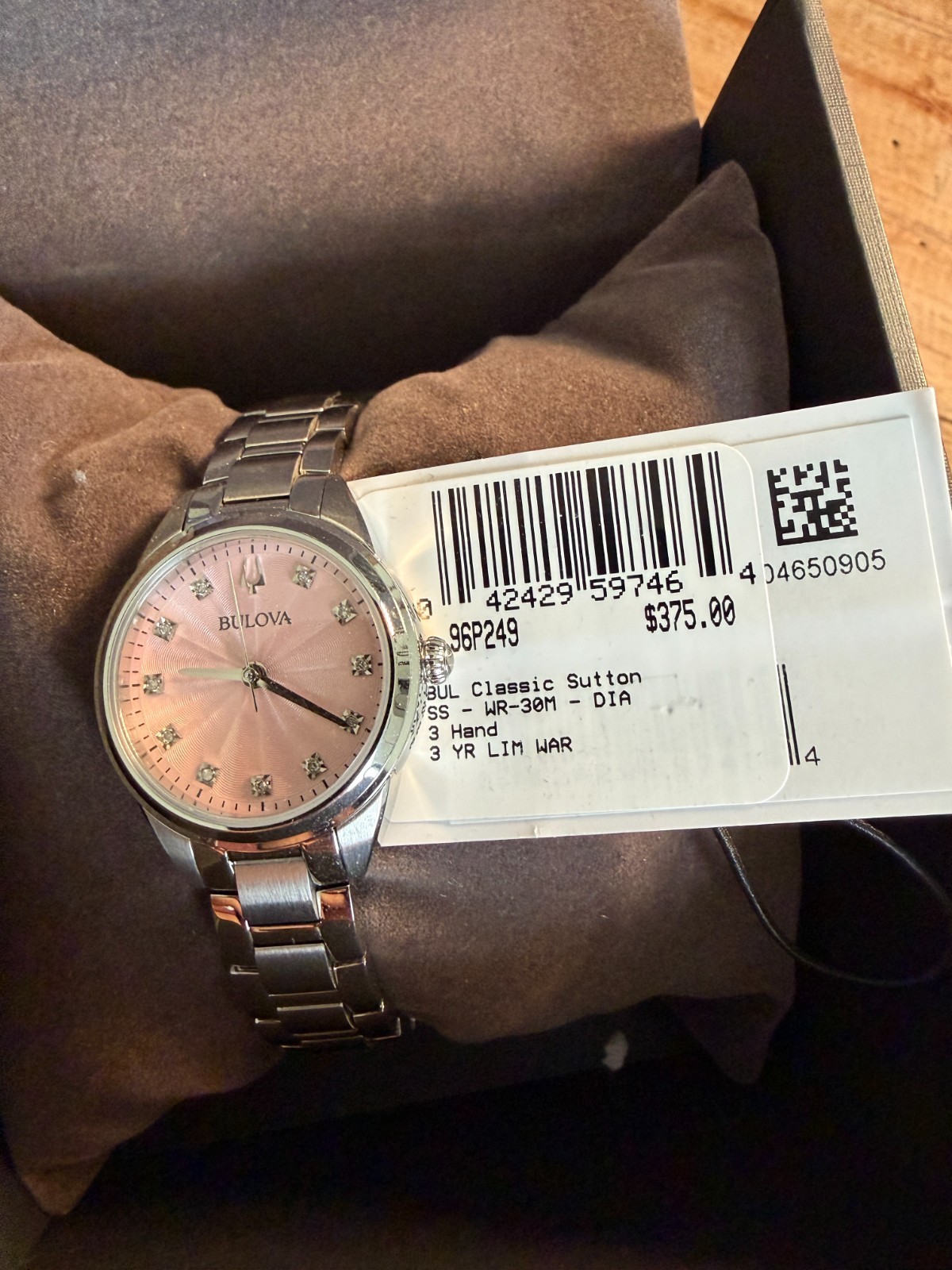 LIQUIDATION – Bulova Sutton Analog Watch Women Silver Pink Dial Stainless Steel