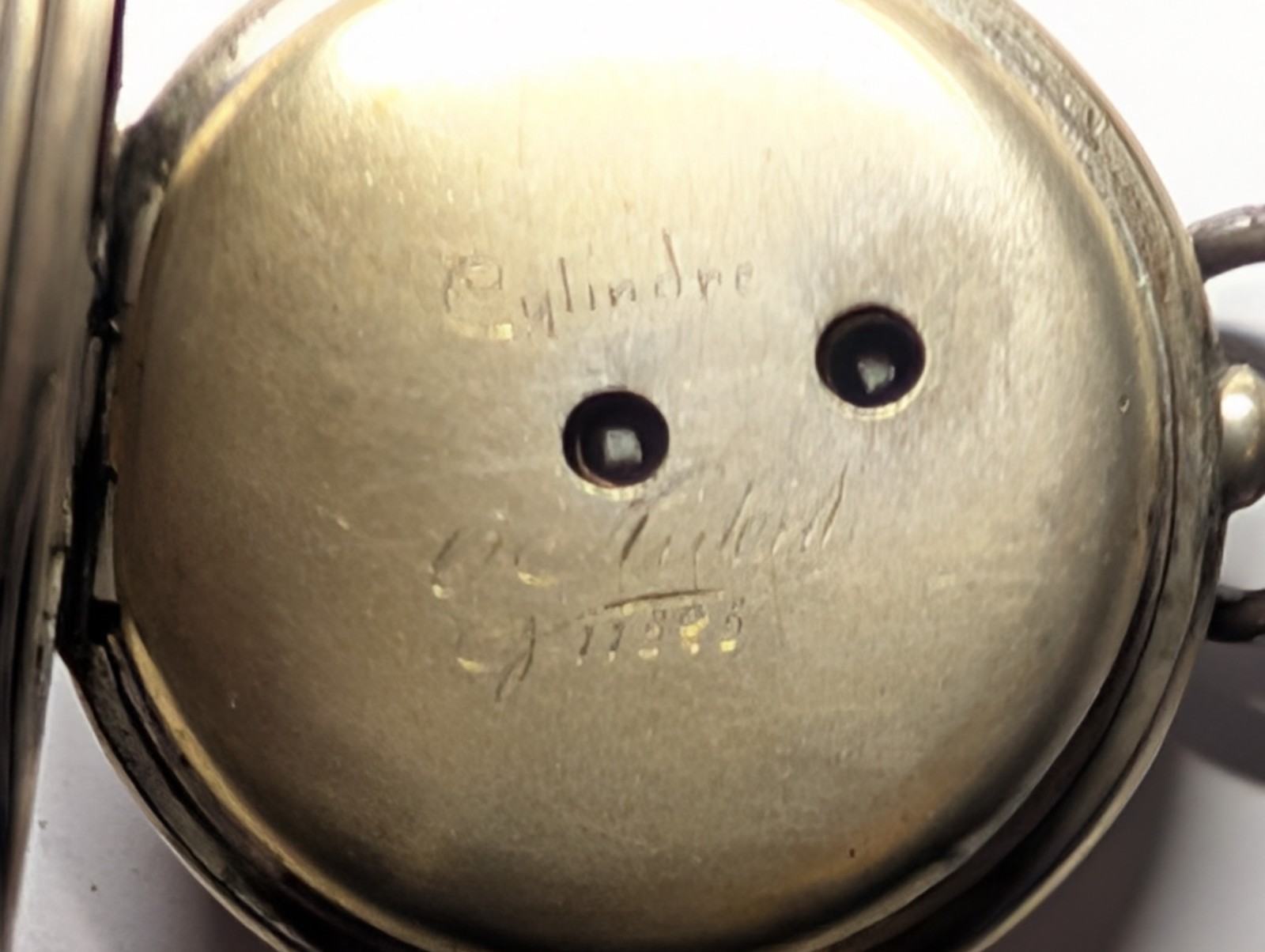ANTIQUE CYLINDER POCKET WATCH WITH POCKET WATCH HOLDER