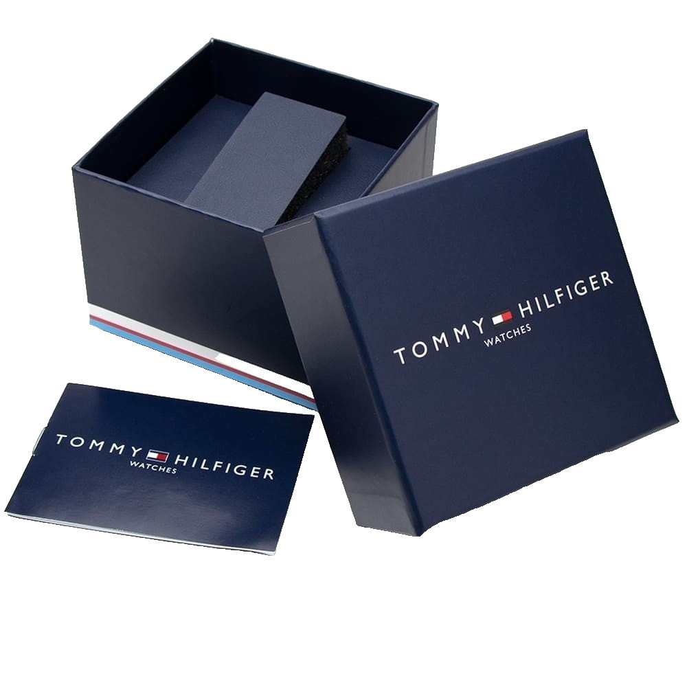 TOMMY HILFIGER 1710398 GREY DIAL BROWN LEATHER STRAP 44MM SILVER MENS WATCH