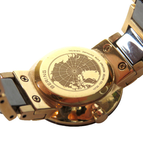 Bering Rose Time Gold Brown Ceramic Two Tone 25 mm Ladies Watch 10725-765