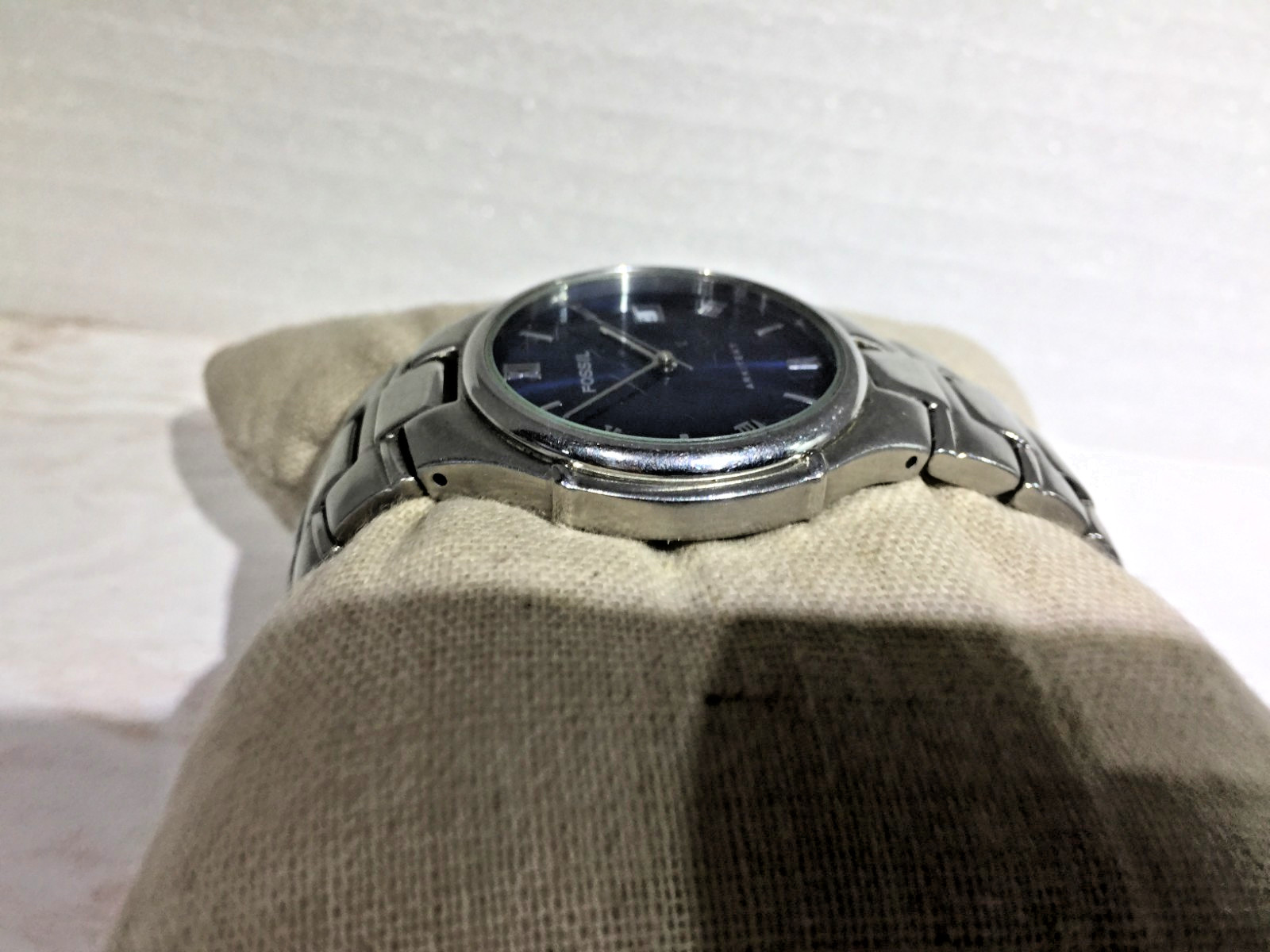 Fossil Arkitekt Watch Men 36mm Blue Dial Stainless Steel FS-2701 New Battery!