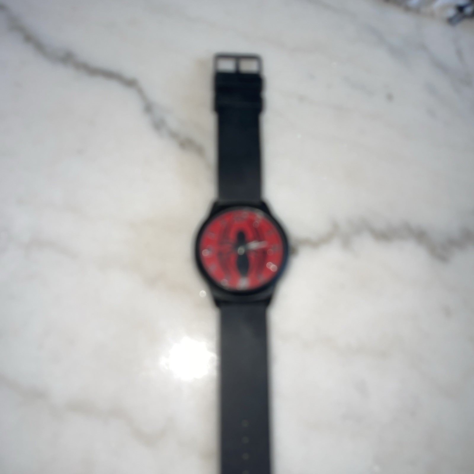 MARVEL Ultimate Spider-Man Analog Watch Matte Black Rubber Silicone Accutime Red