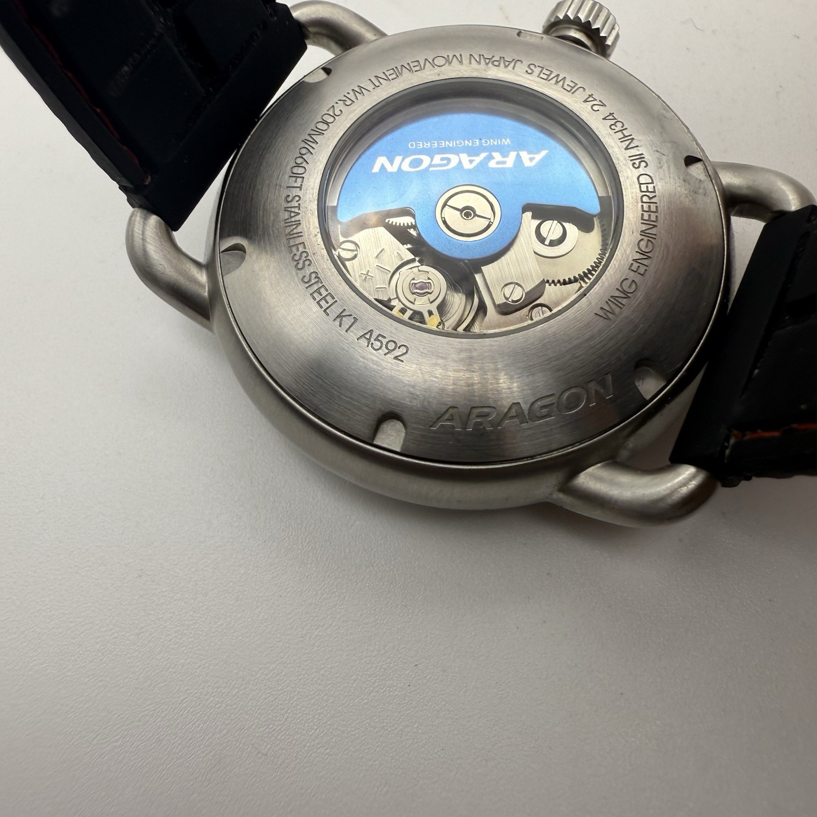 Aragon K1 A592 Sun & Moon Automatic Watch Red Dial NH34 200M Stainless