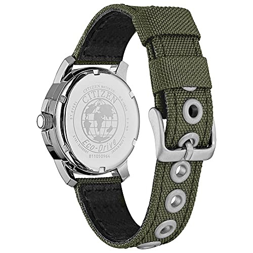 CITIZEN BM8180-03E Eco-Drive Field Watch Black Dial Green Strap New Y860269