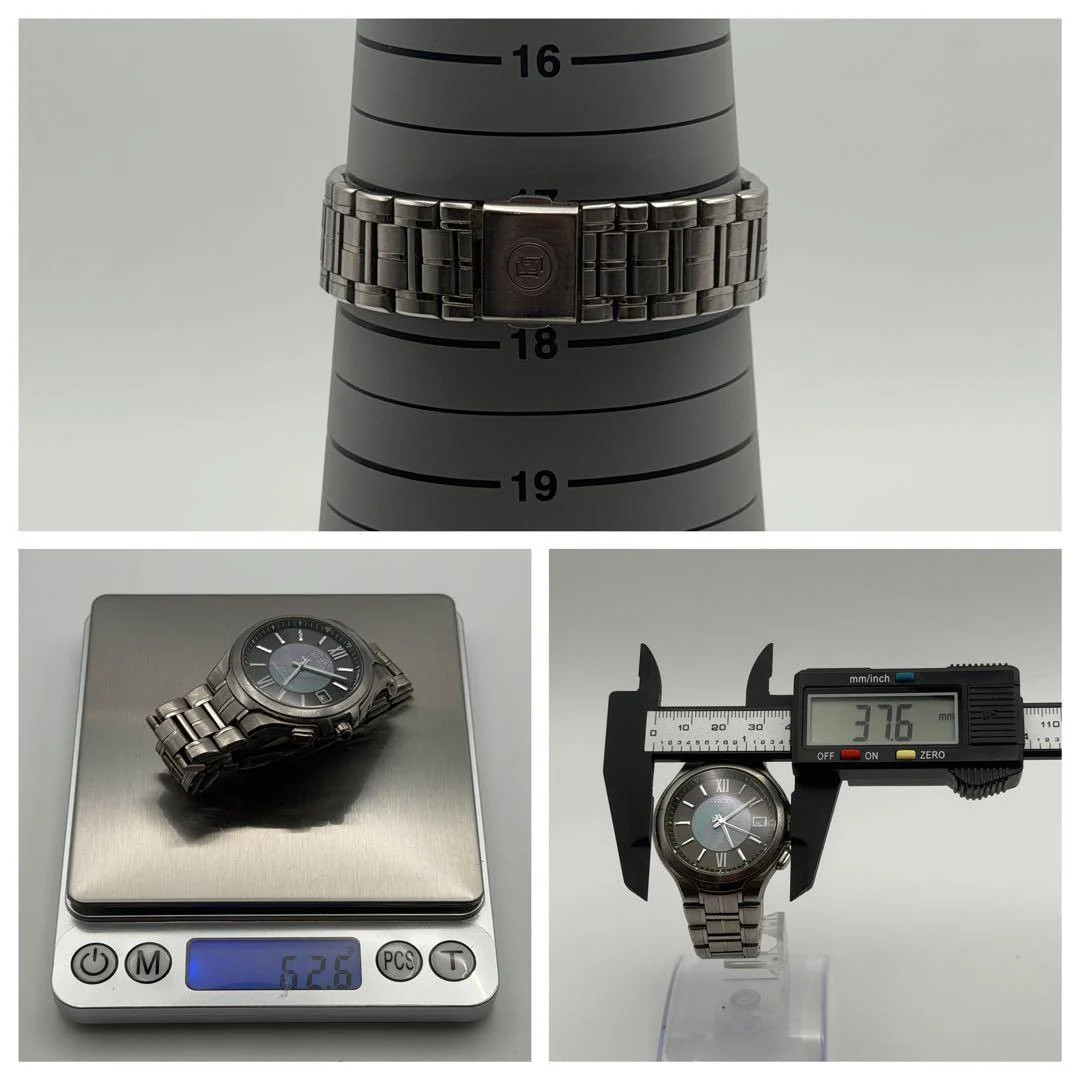 CITIZEN EXCEED H410-T003826 Titanium Solar Radio Eco-Drive 1.48in Silver Watch