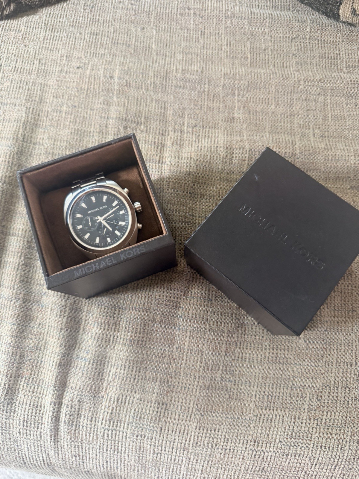 Michael Kors Men’s Chronograph Black Dial Steel Quartz 100m Date w/ Box