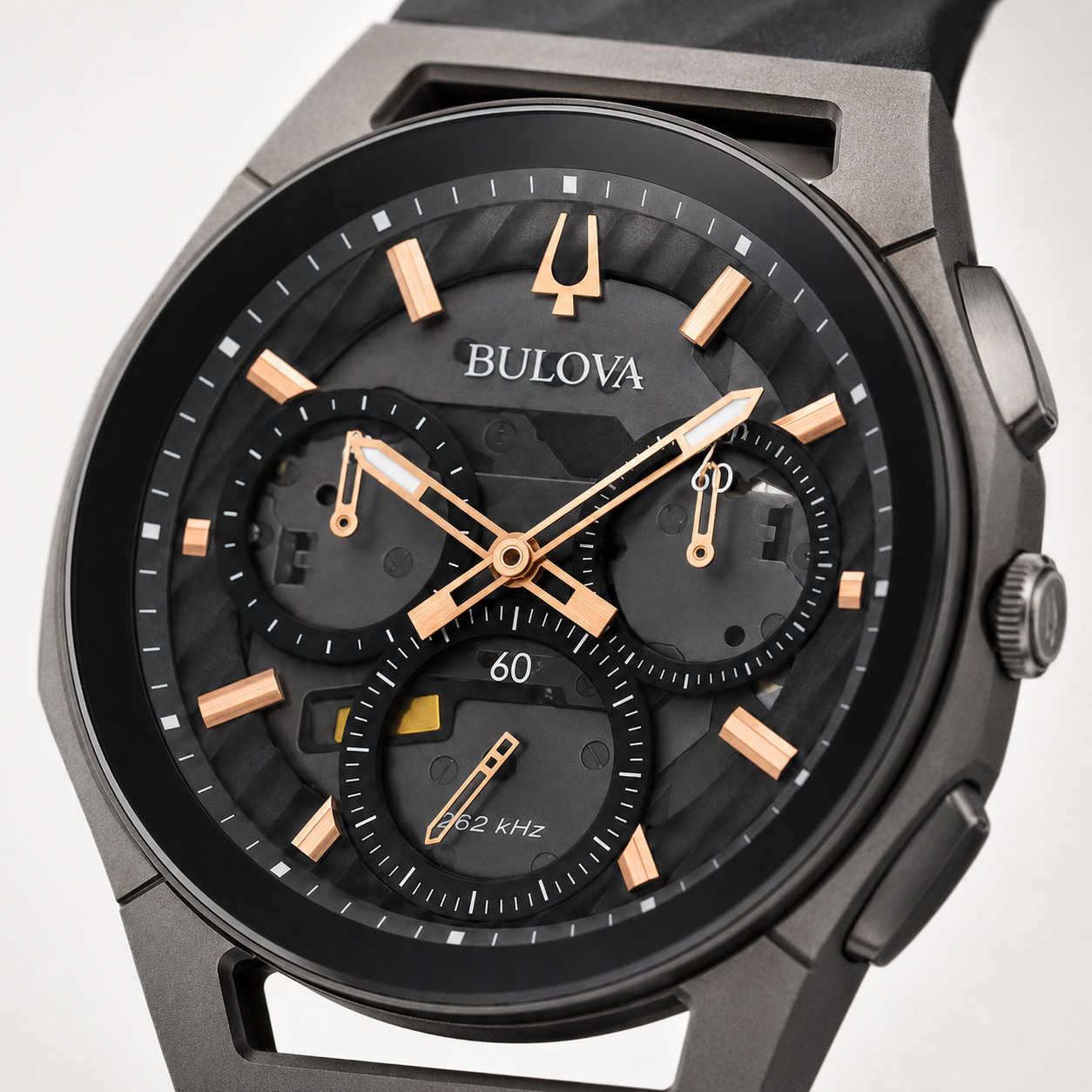 Bulova CURV 98A162 44mm Titanium/Stainless Case with Black Strap Men’s…