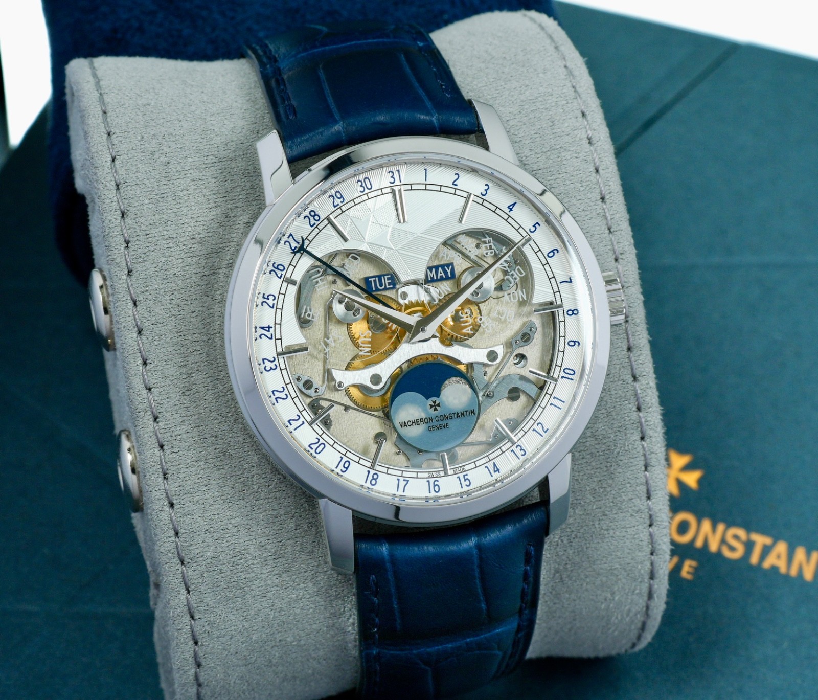 Vacheron Constantin Traditionnelle Complete Calendar Openface 41mm Platinum B&P
