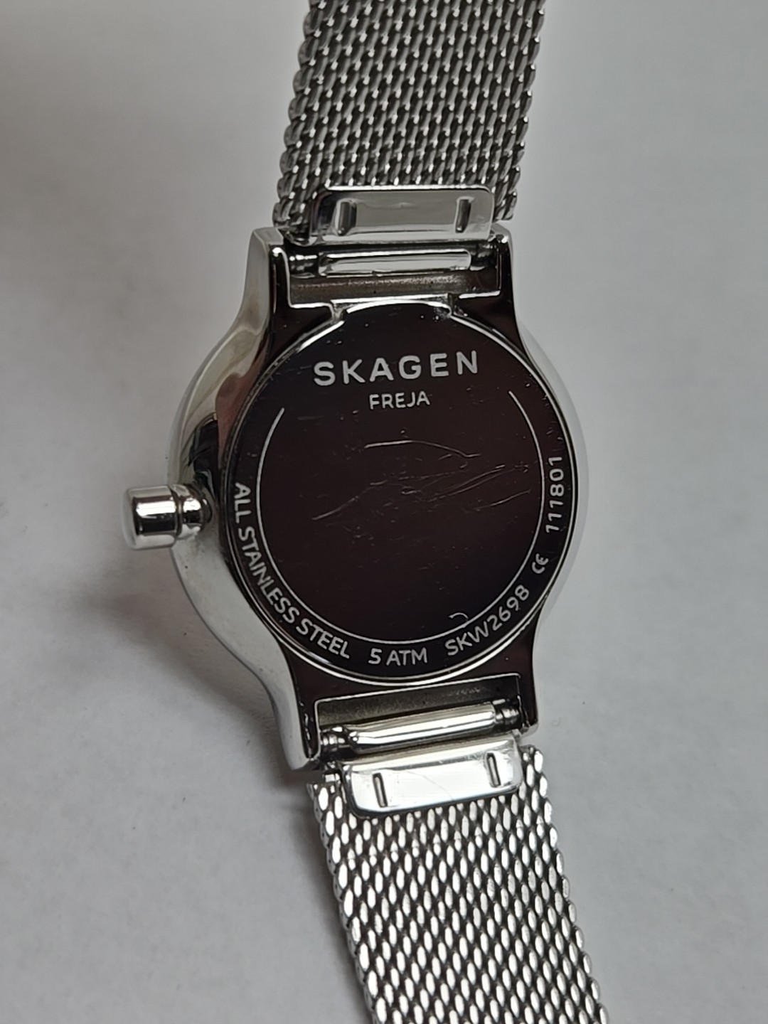 Skagen Freja Gold Silver Two Tone Mesh Crystal Dial Womens Watch New Battery