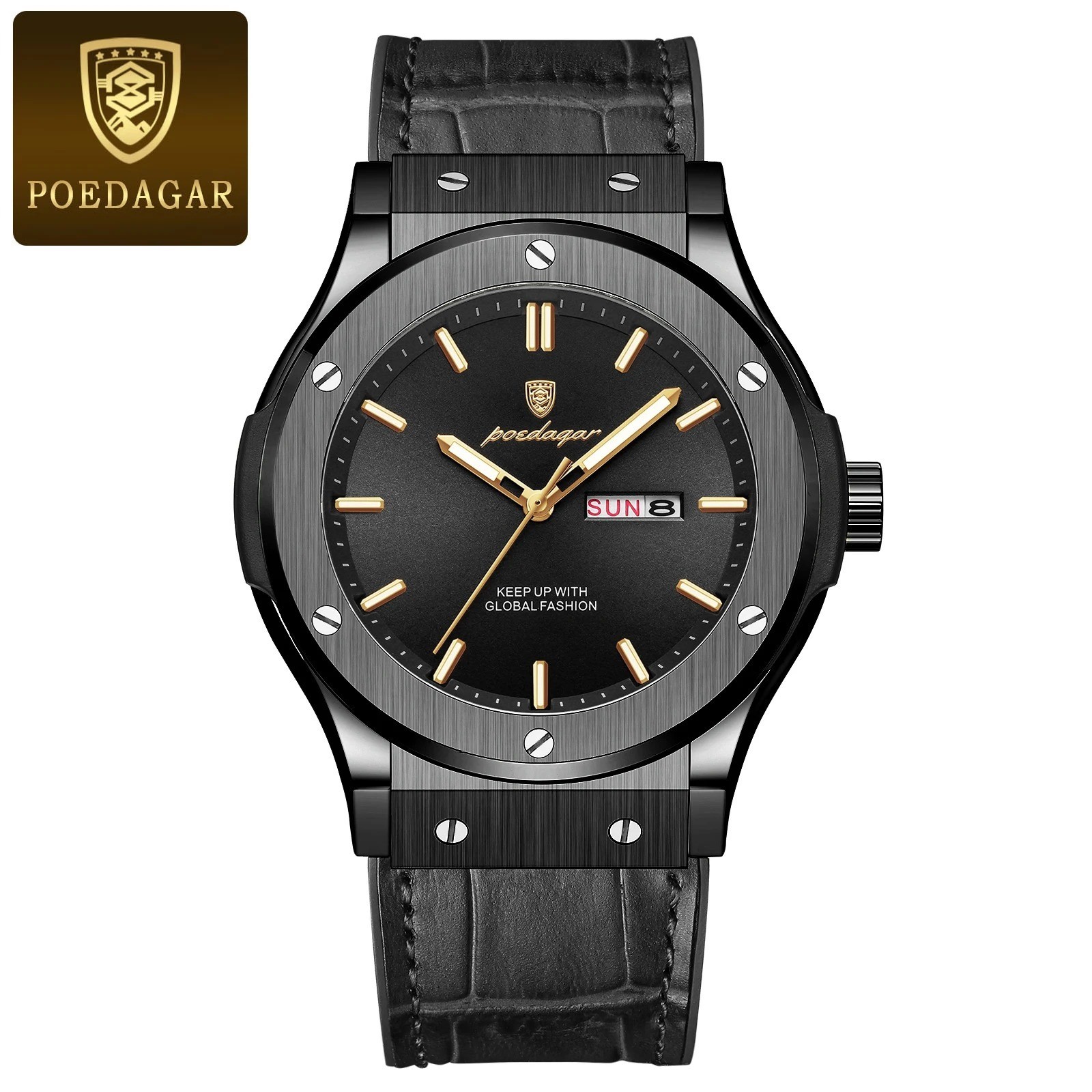 POEDAGAR Luxury Business Watch For Men Waterproof Luminous Date Week Man Wristwa