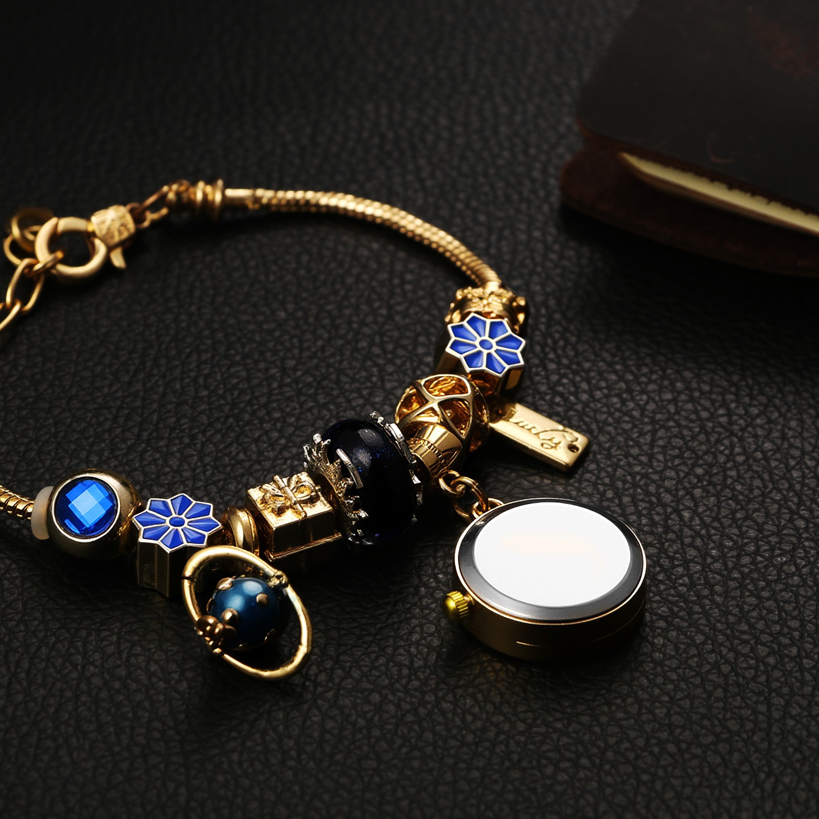 Womens Birthstone Boho Bracelet Analog Quartz Wrist Watch Adjustable Chain Strap