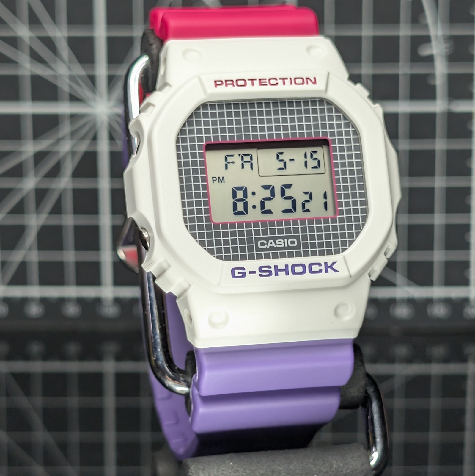 Casio G-Shock THROWBACK DW-5600 White Purple Pink Digital Classic DW-5600THB-7