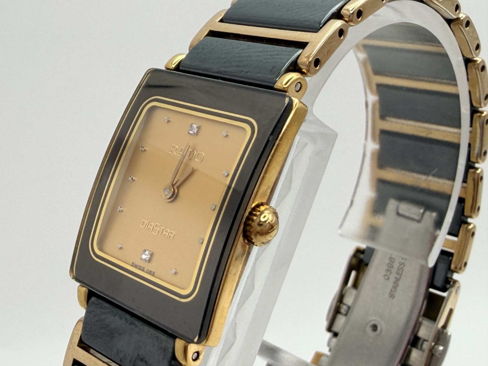[Near MINT] Rado Florence 153.0283.3N 2P Diamond Gold Dial Quartz Womens Watch