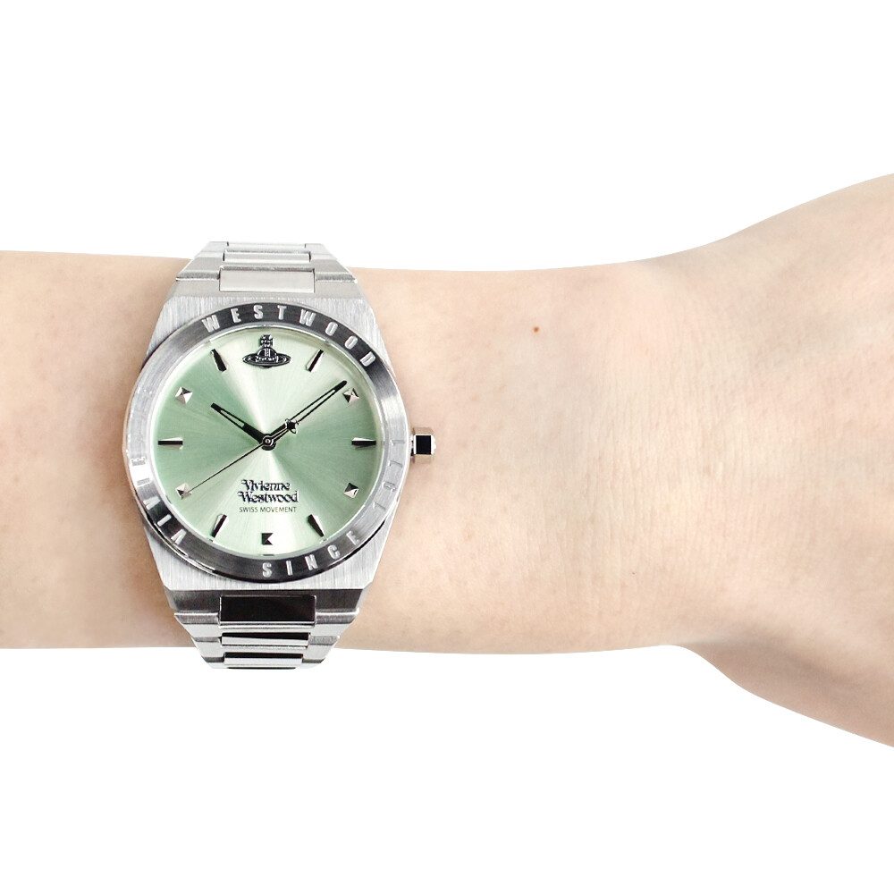 VIVIENNE WESTWOOD VV244PGRSL Analog Quartz Mineral Crystal Green Silver