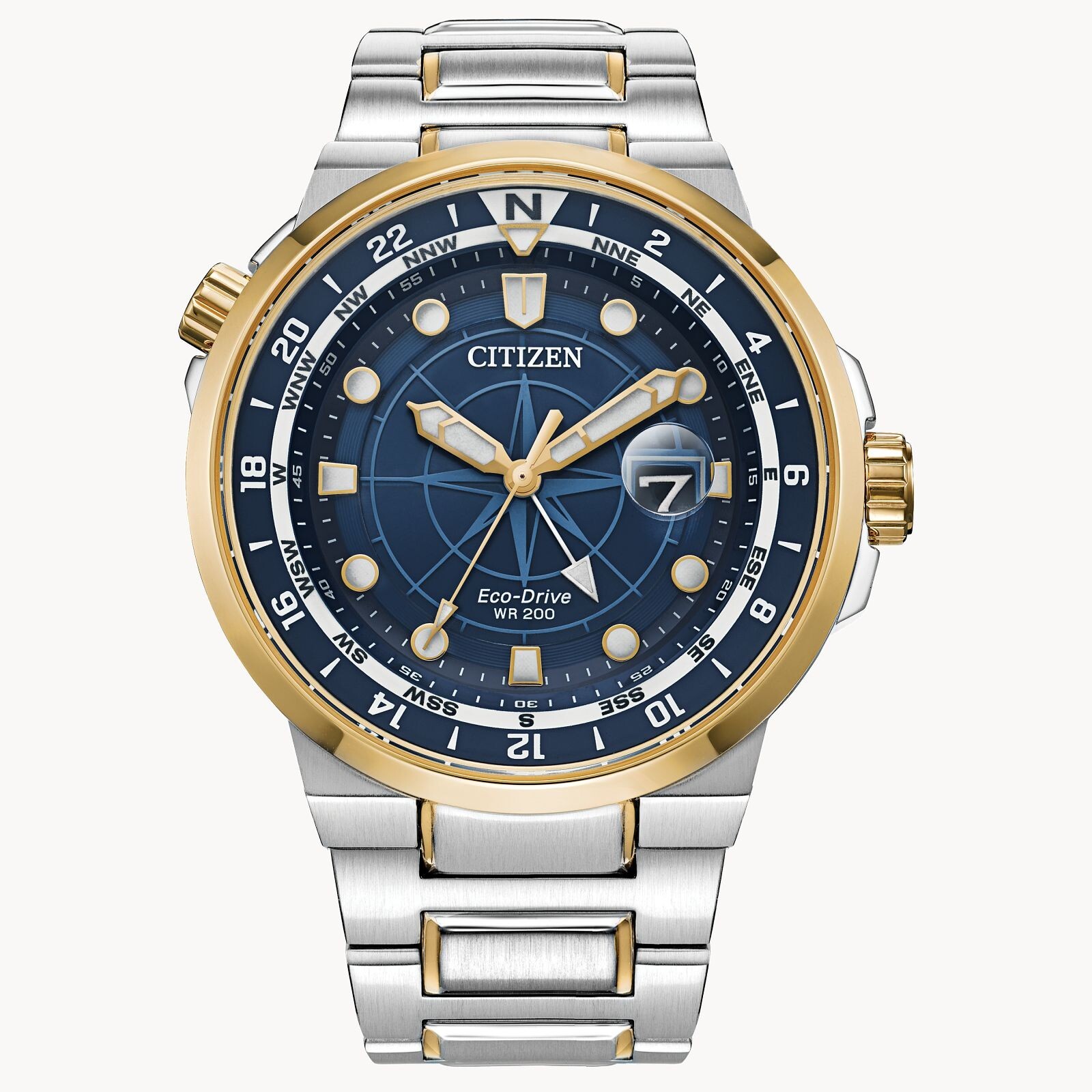 Citizen Eco-Drive 44mm Gold-Tone Stainless Steel Blue Dial BJ7144 Bracelet Watch