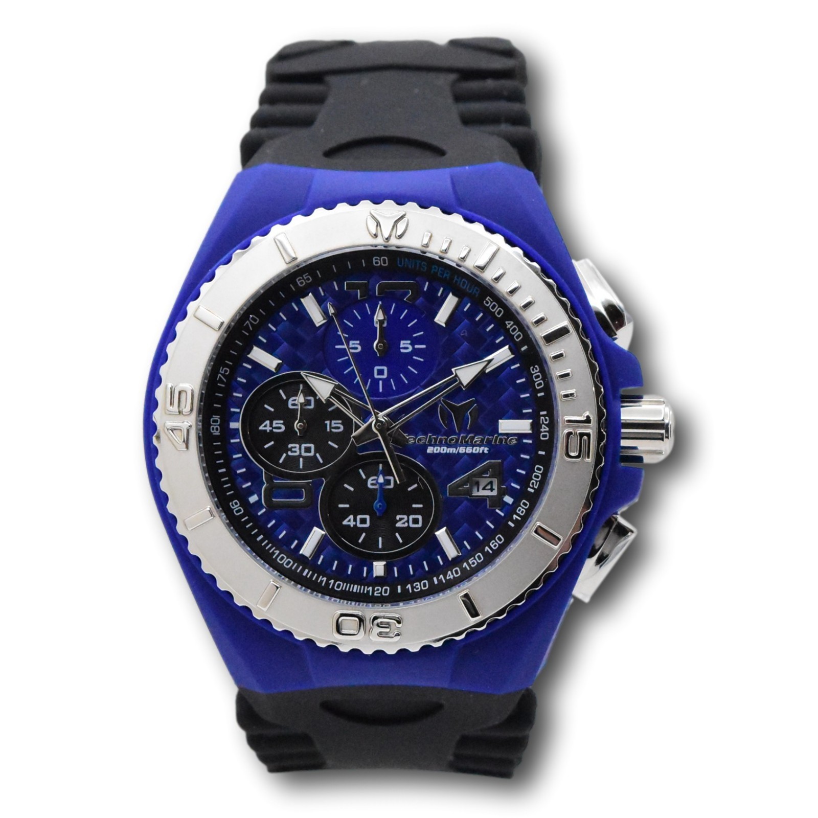 TechnoMarine Cruise JellyFish Men’s 46mm Blue Weave Dial Chrono Watch TM-115114