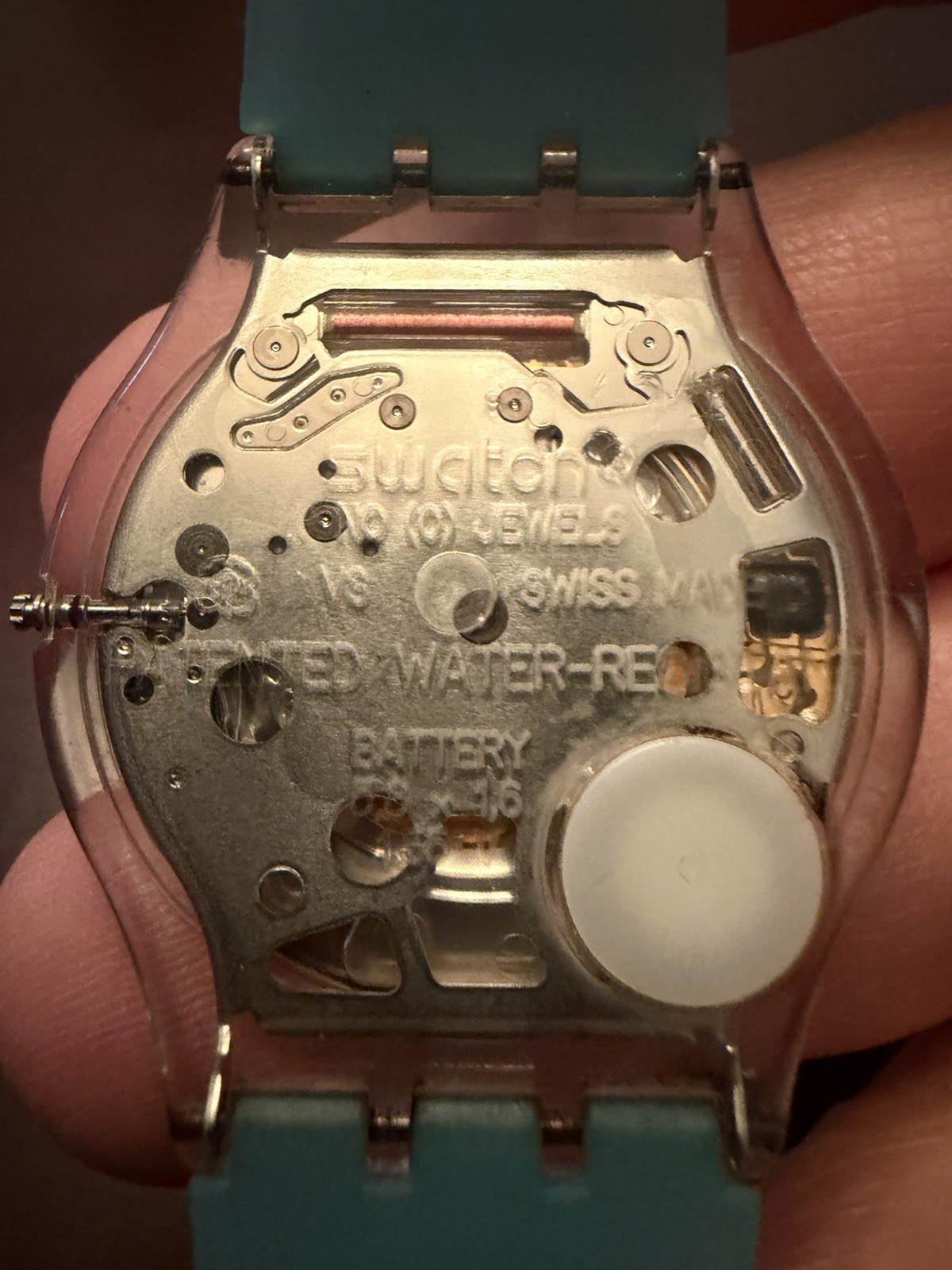 Vintage 2004 Swatch SKIN Ultra Thin Swiss Watch Turquoise Transparent Case