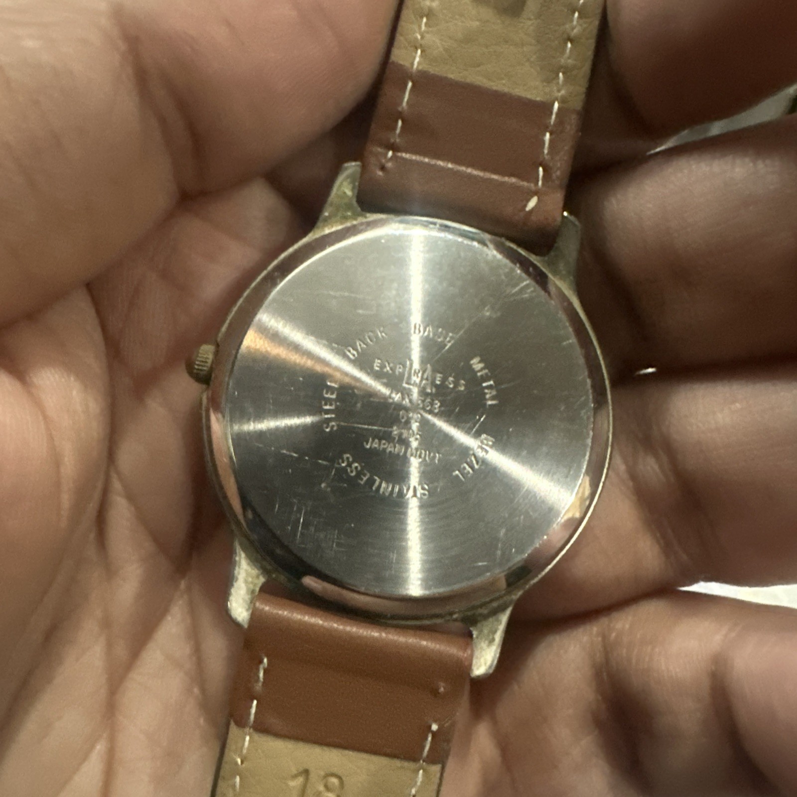 Working LA Express Moonphase Quartz Men’s Watch New Brown Band 36mm Fit 7.5
