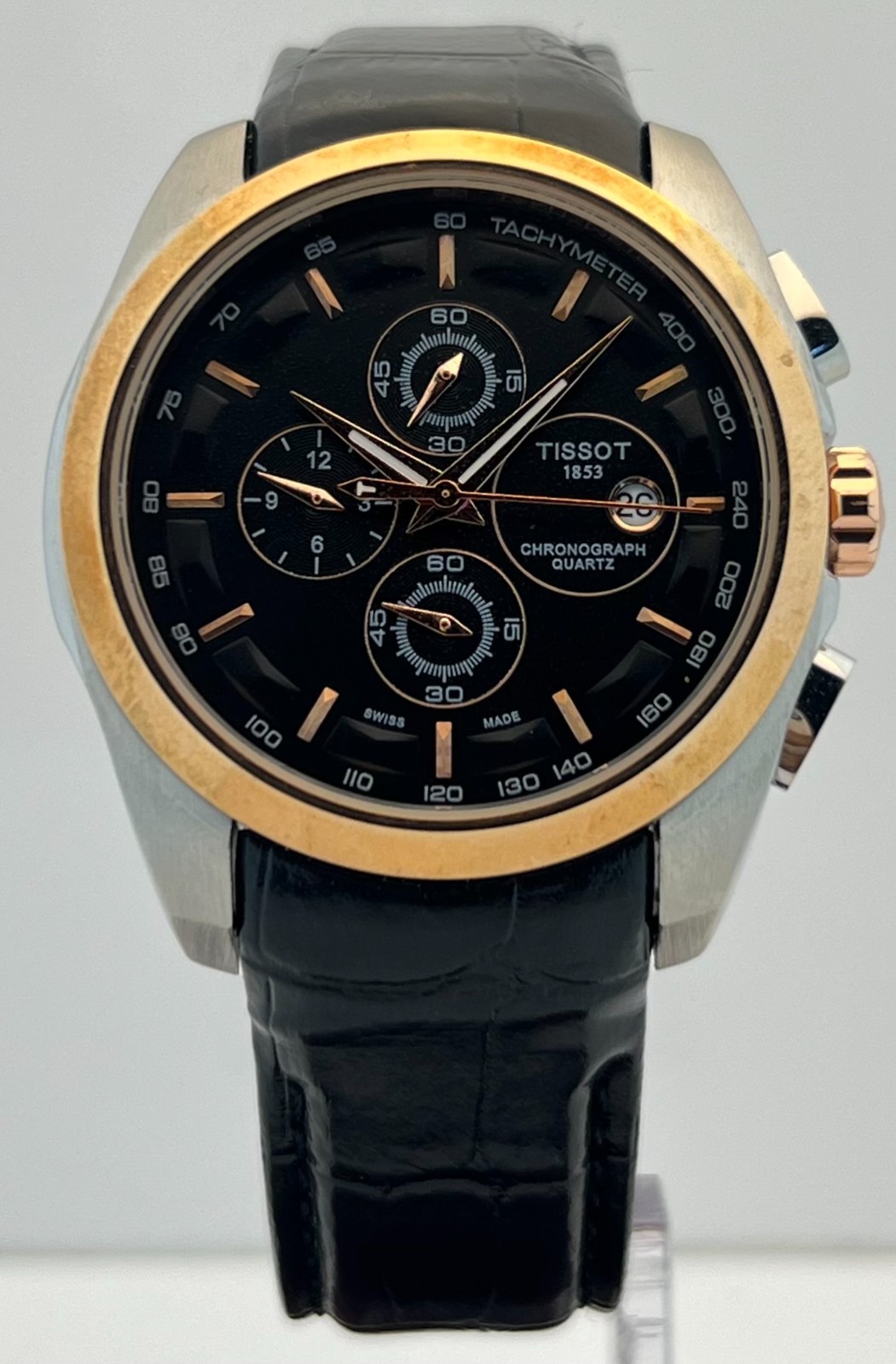 Amazing Men’s Chronograph Date Black Dial Quartz Excellent Condition Wristwatch