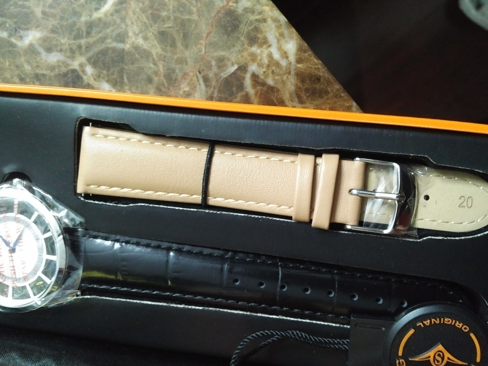 Stuhrling GP12790 Silver Watch Piece on Black Alligator Embossed Leather Strap