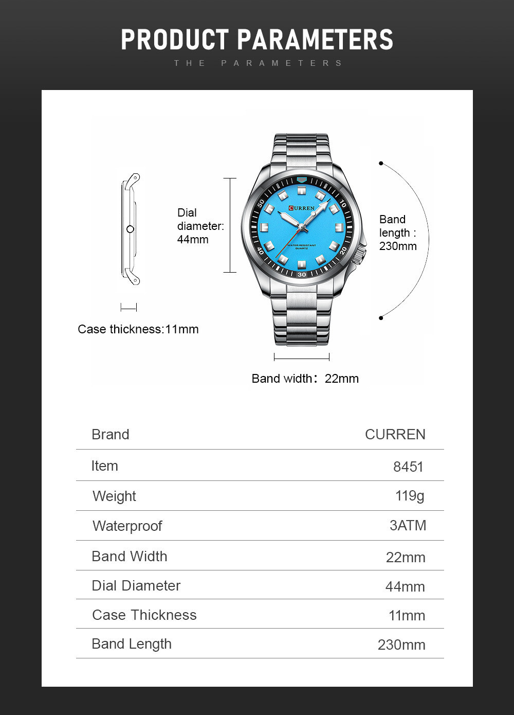 CURREN Men Quartz Watch Stainless Steel Luminous Wristwatch Male Sport Watches