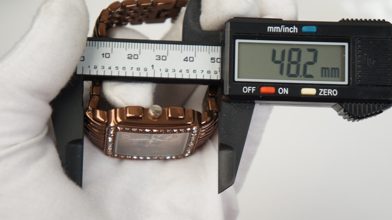 studio time watch square crystal rose gold womens 32.6mm