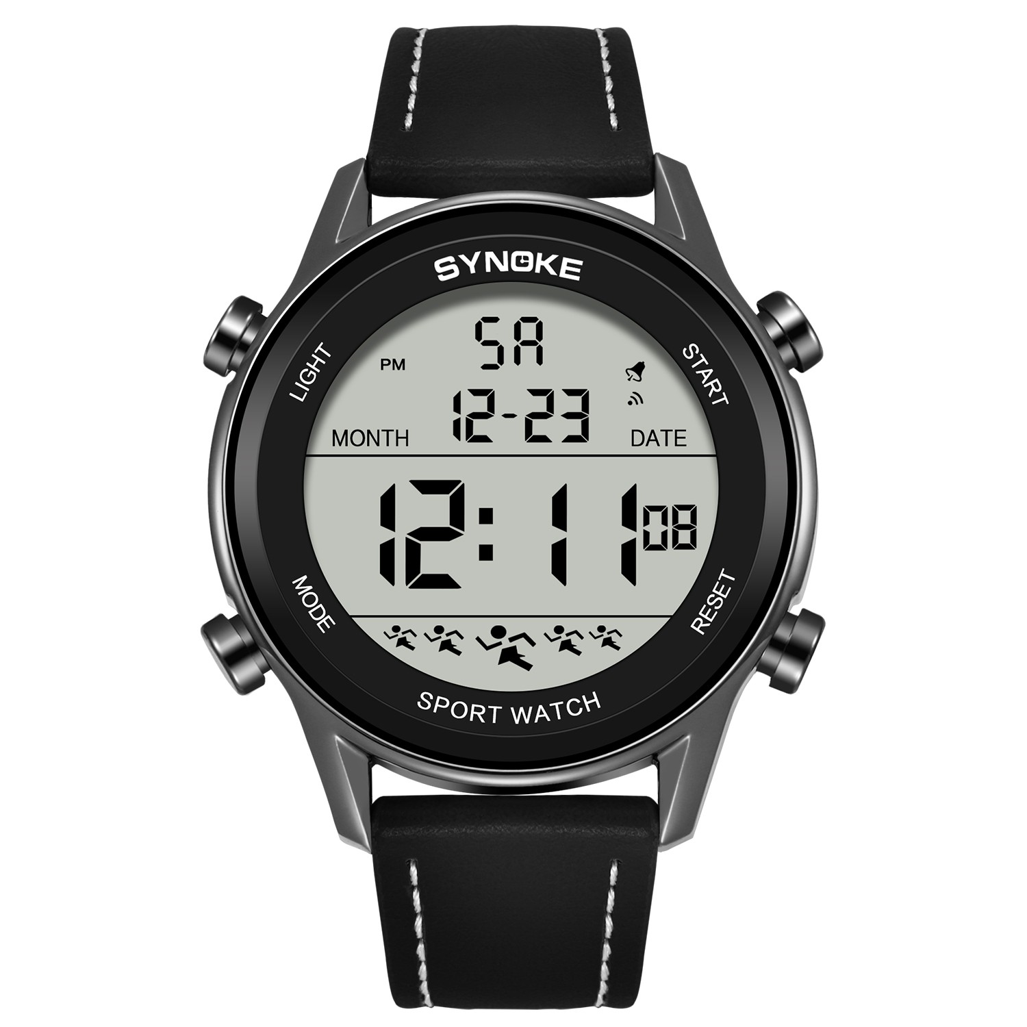 Mens Digital Sport Watch LED Backlight Stopwatch Daily Alarm Watch Gift Black