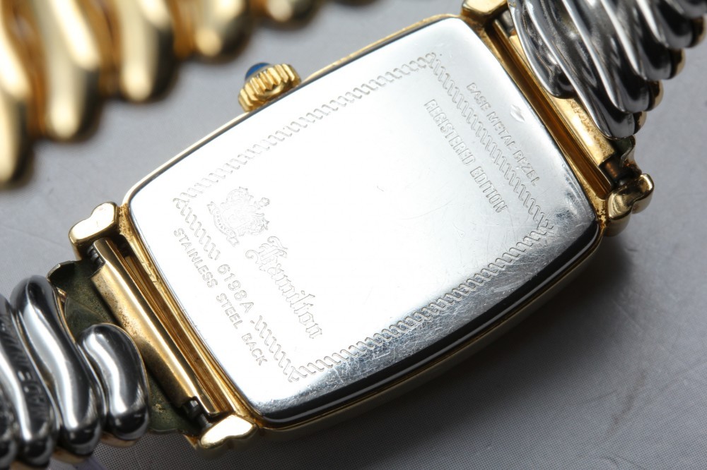 HAMILTON Benton 6198A Gold Small Seconds Rectangular GP Quartz 22mm Ladies Watch